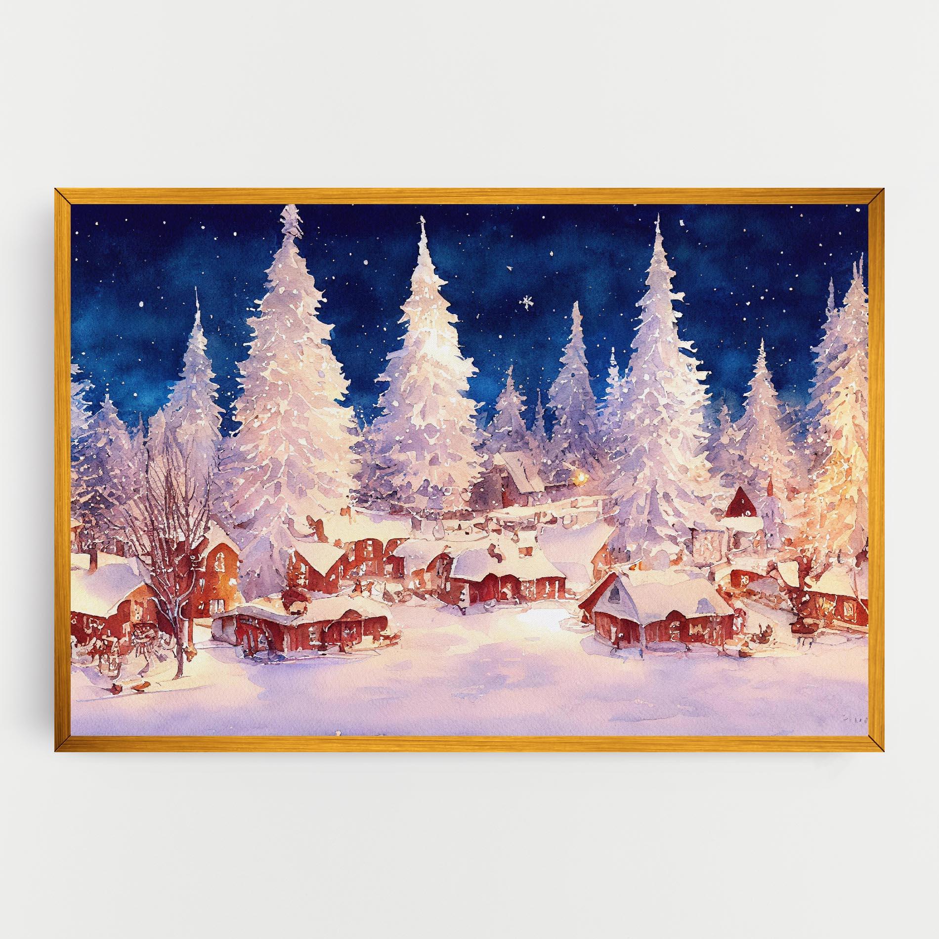 Leinwandbild Snow Falling Painting mockup 0