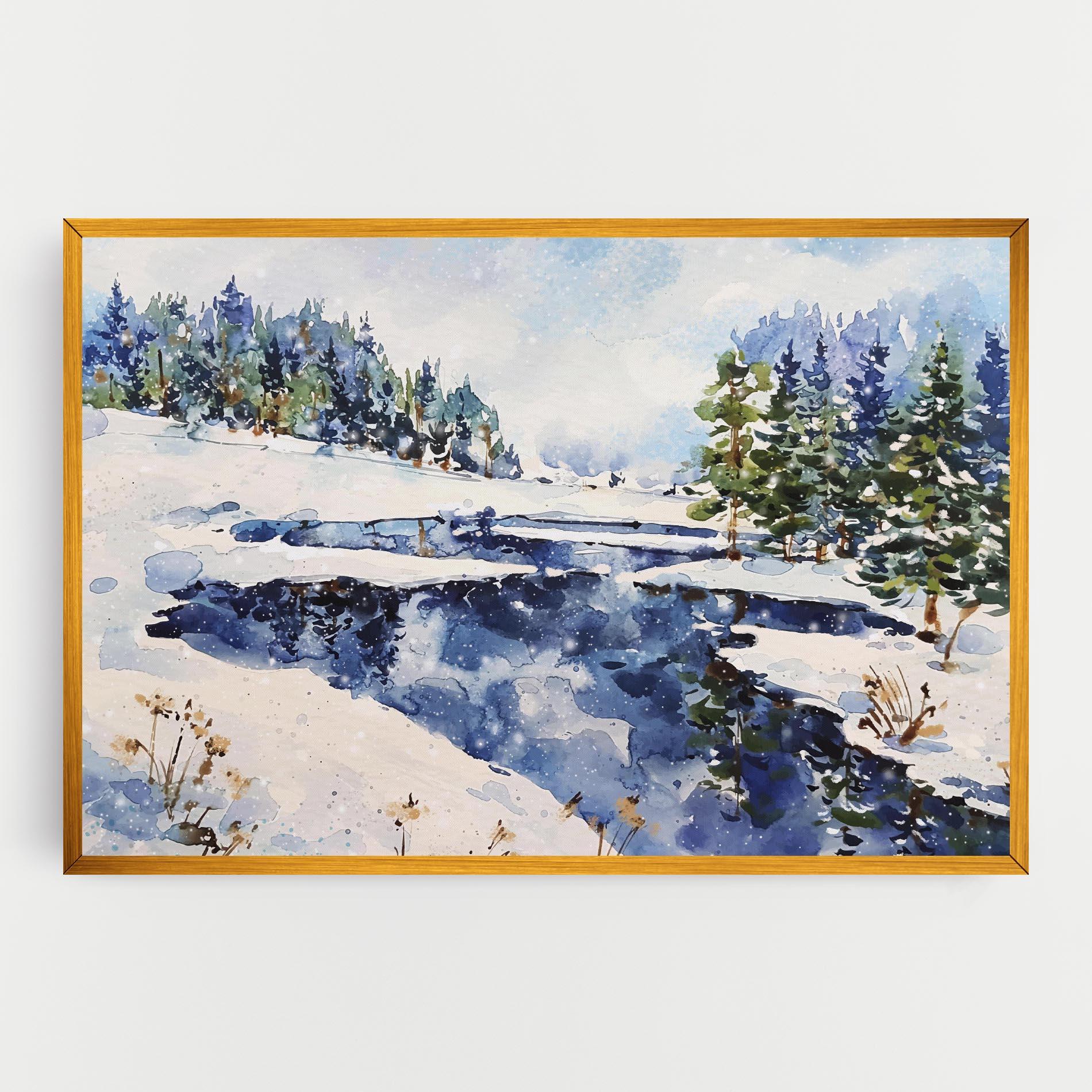 Leinwandbild Winter Painting mockup 0