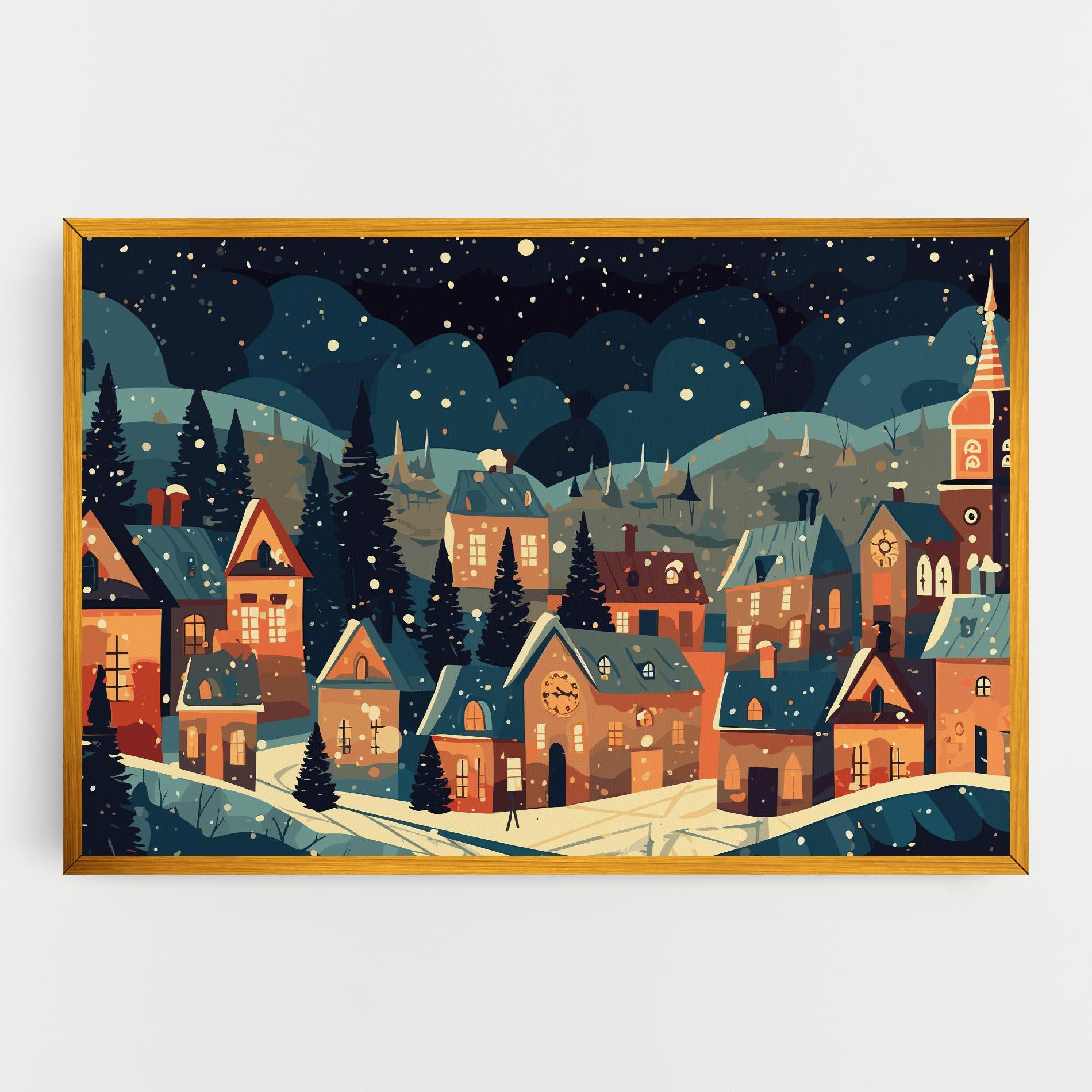 Leinwandbild Winter View Houses mockup 0