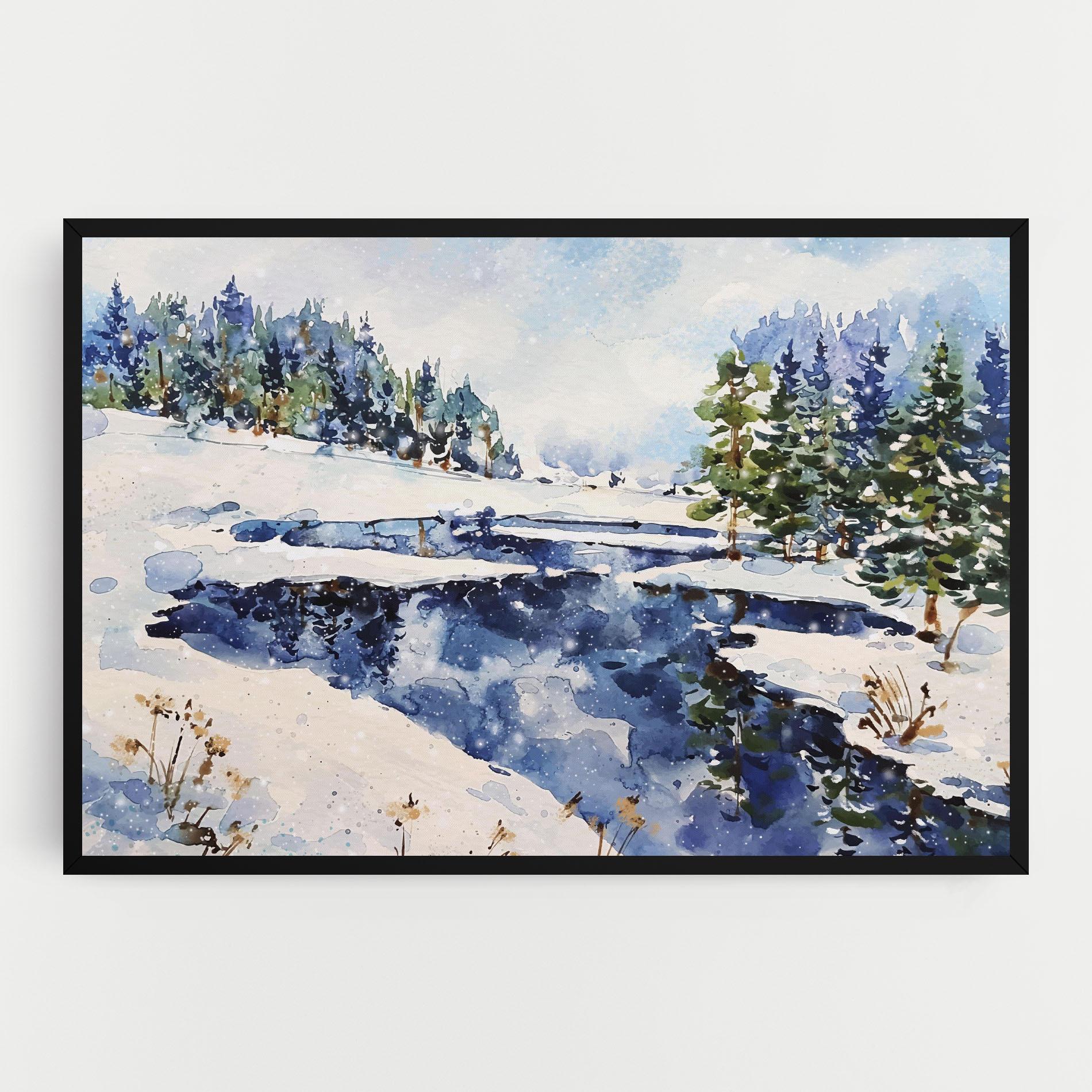 Leinwandbild Winter Painting mockup 0
