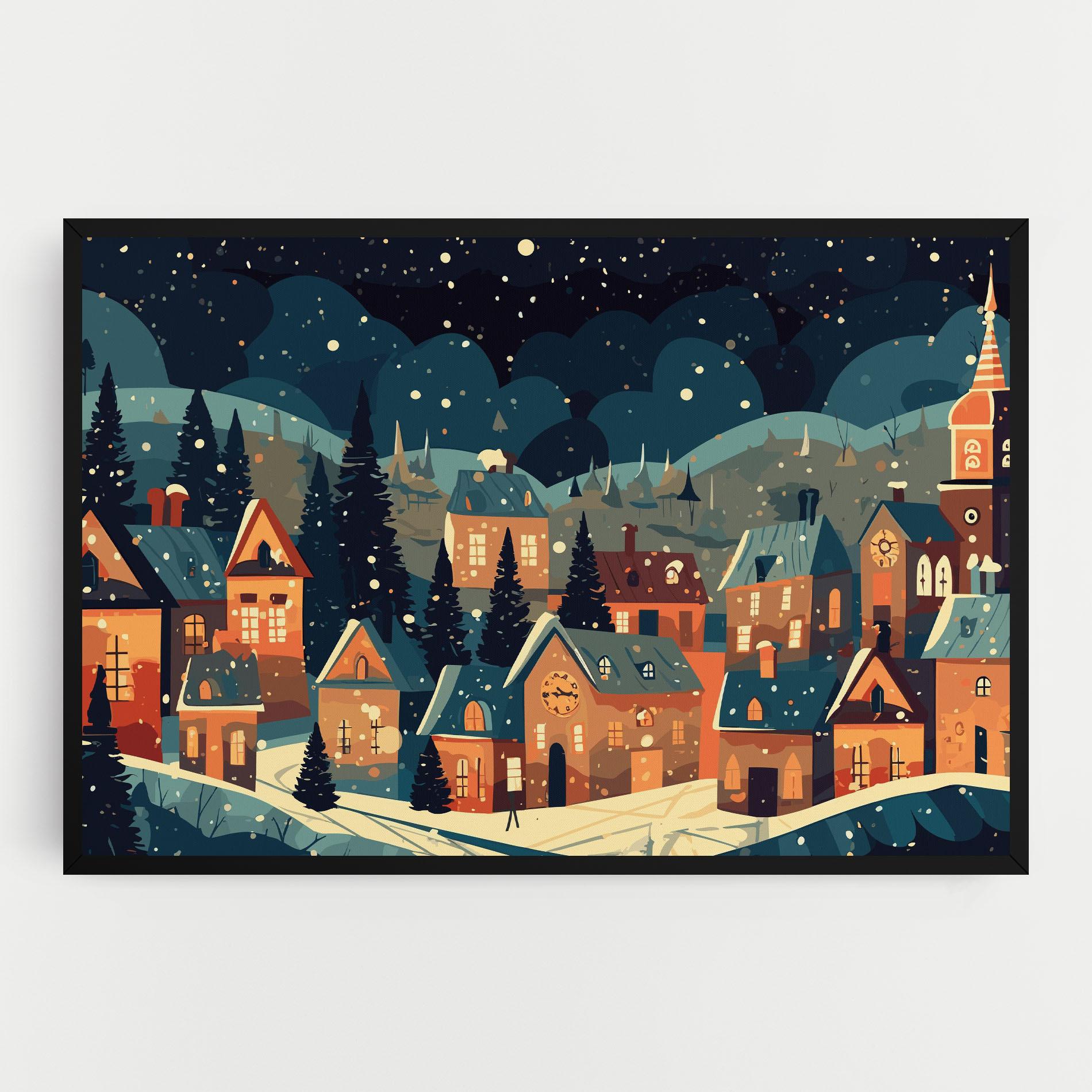 Leinwandbild Winter View Houses mockup 0