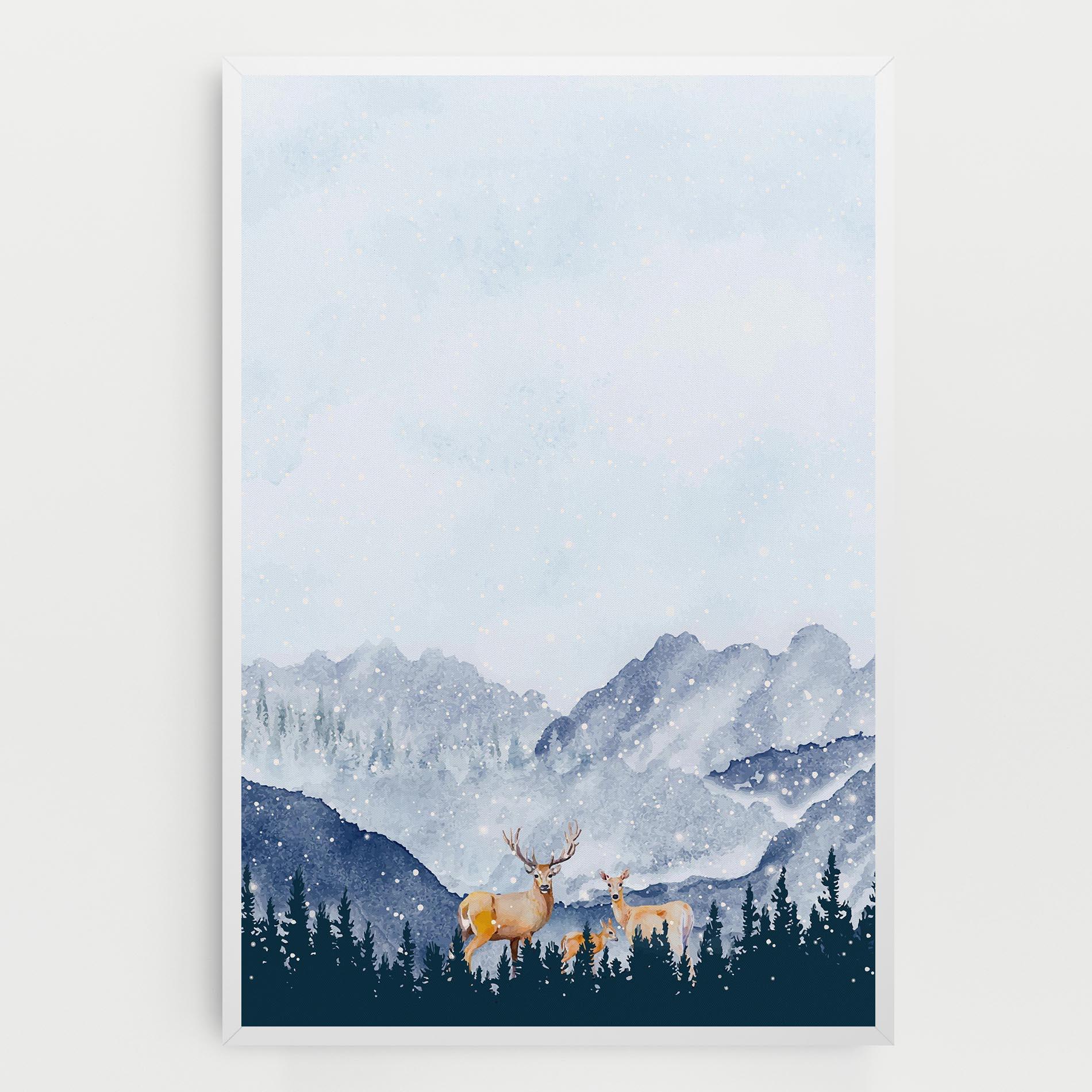 Leinwandbild Winter Deers mockup 0