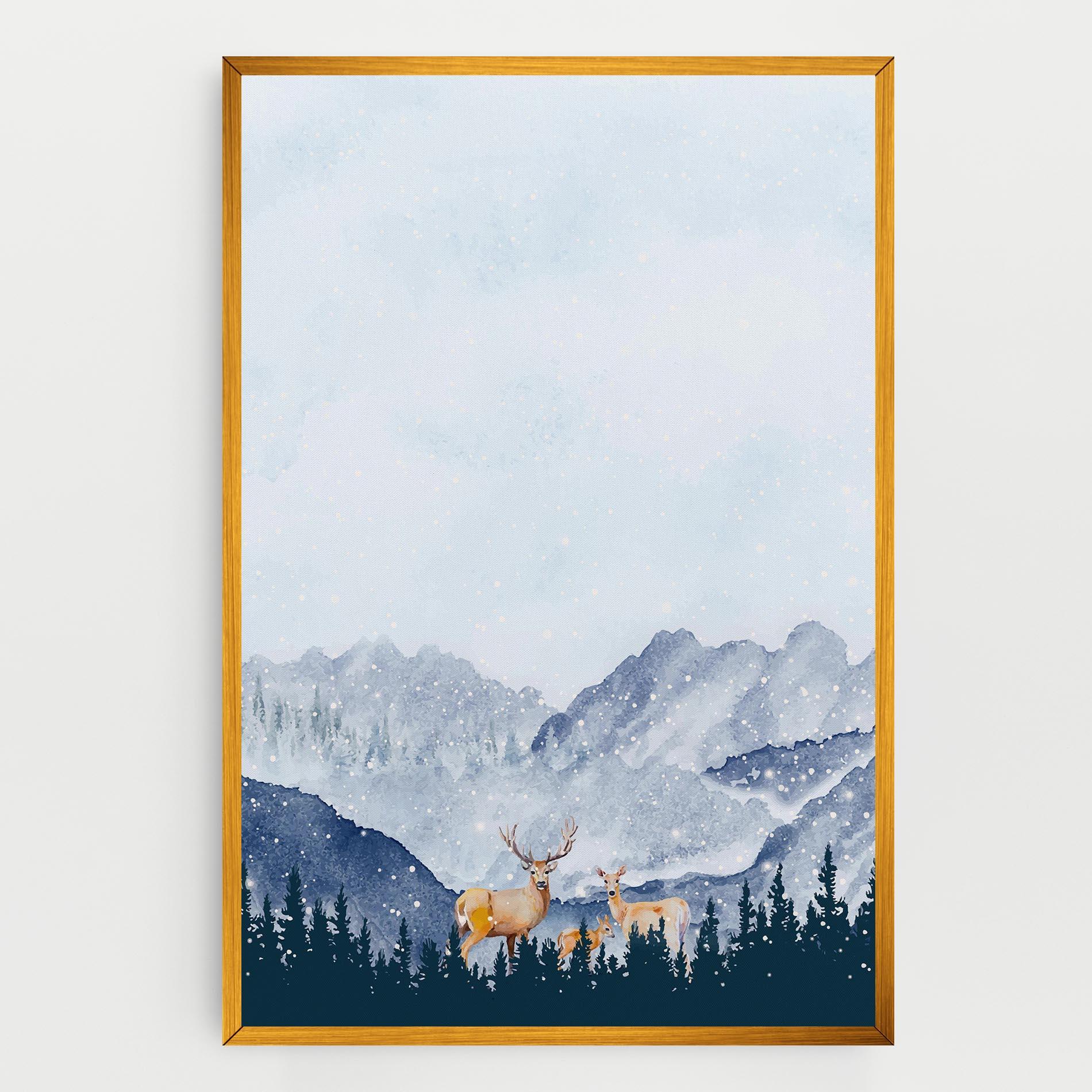 Leinwandbild Winter Deers mockup 0