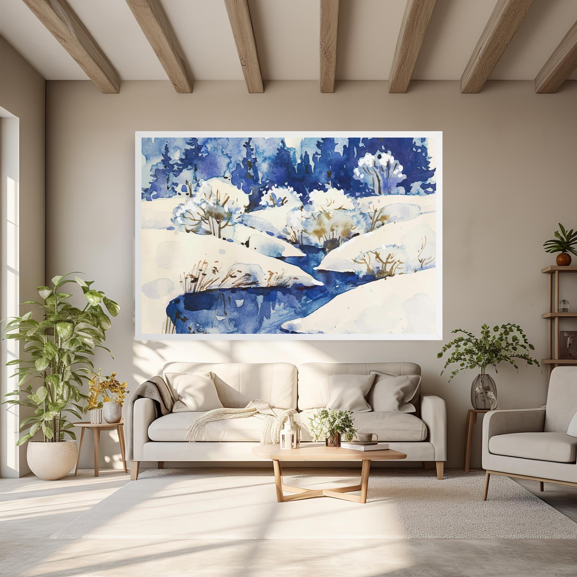 Leinwandbild Blue Trees Winter mockup 6