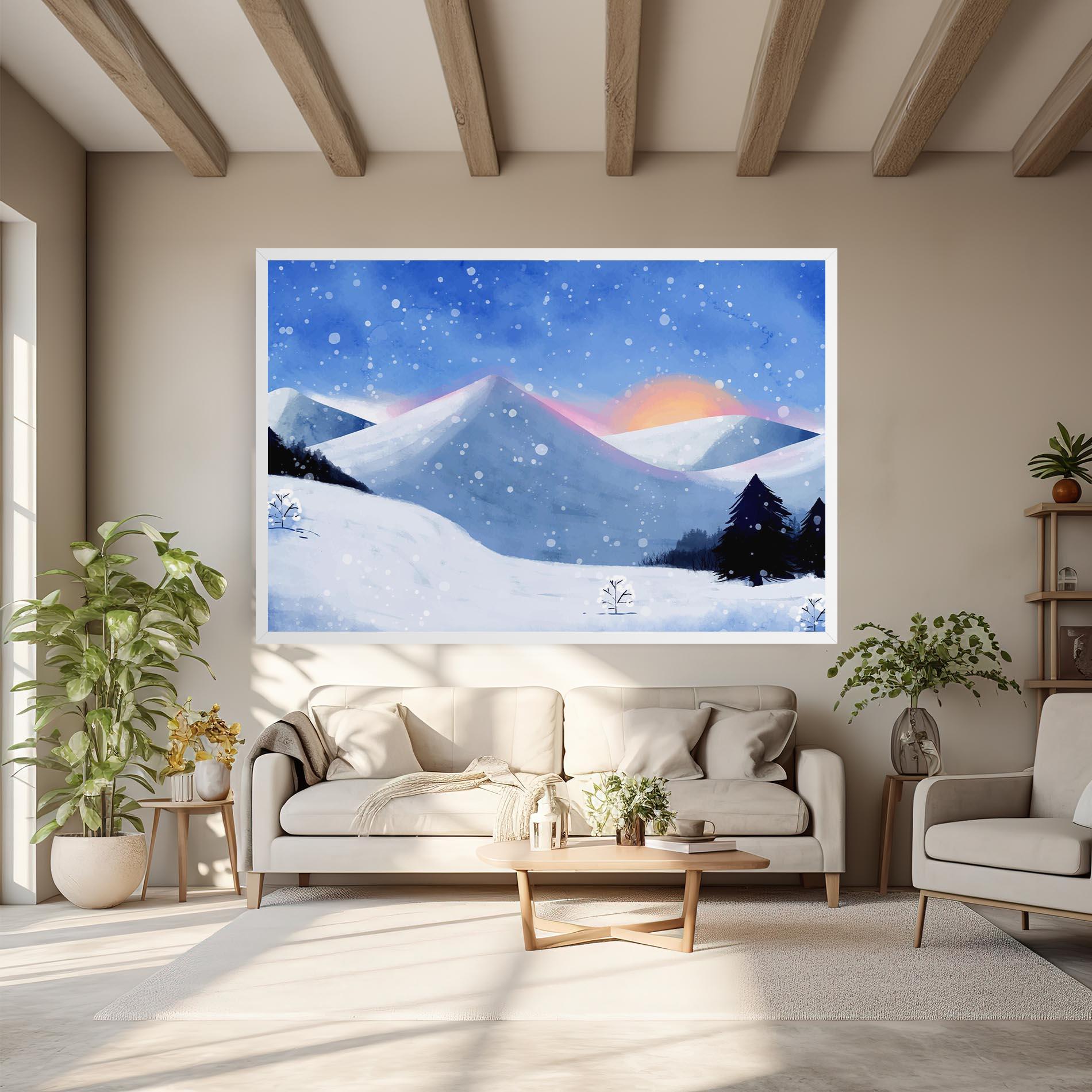 Leinwandbild Mountain Snow Art mockup 6