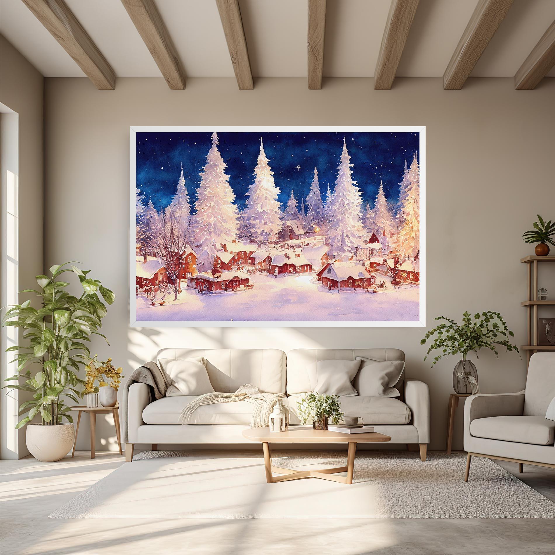 Leinwandbild Snow Falling Painting mockup 6