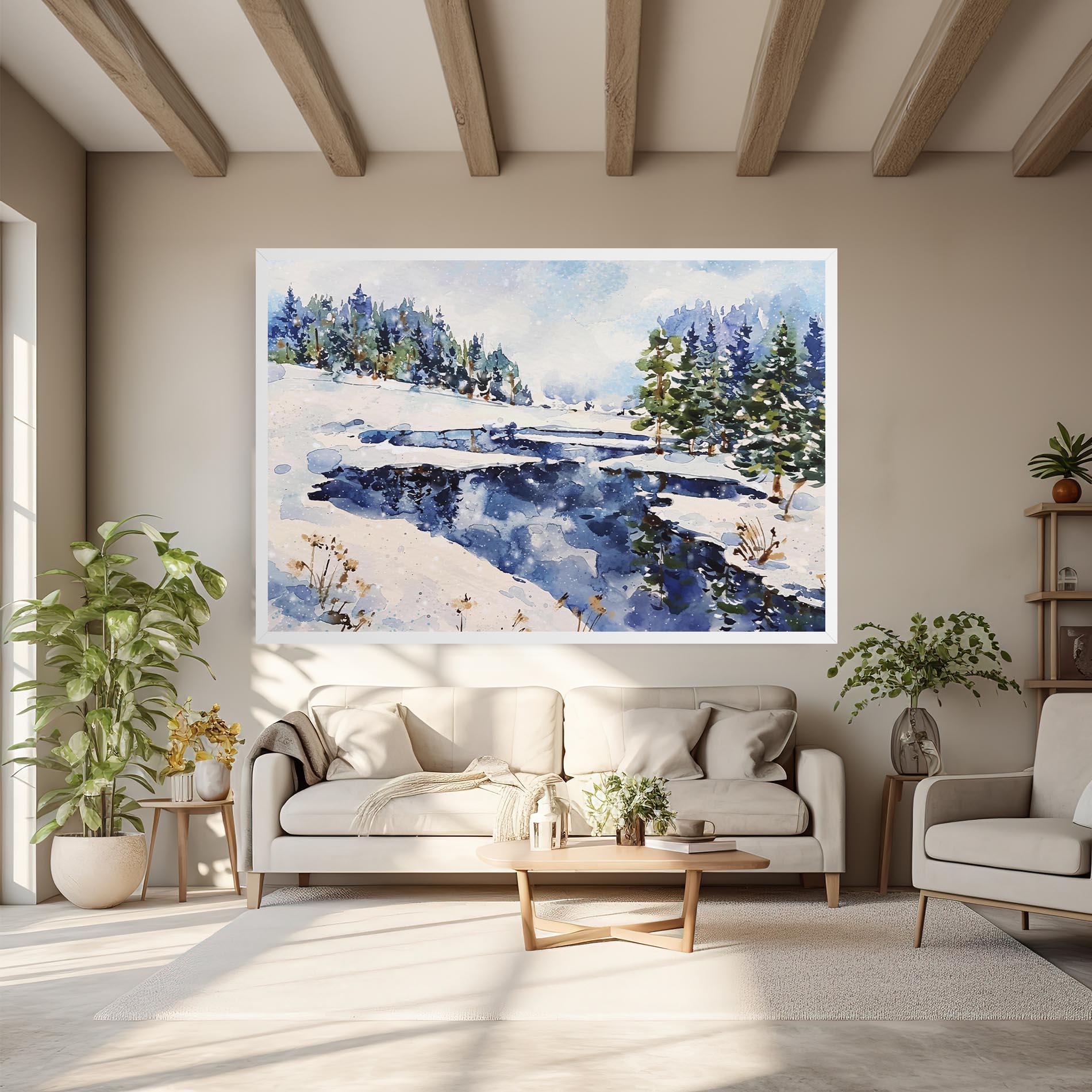 Leinwandbild Winter Painting mockup 6