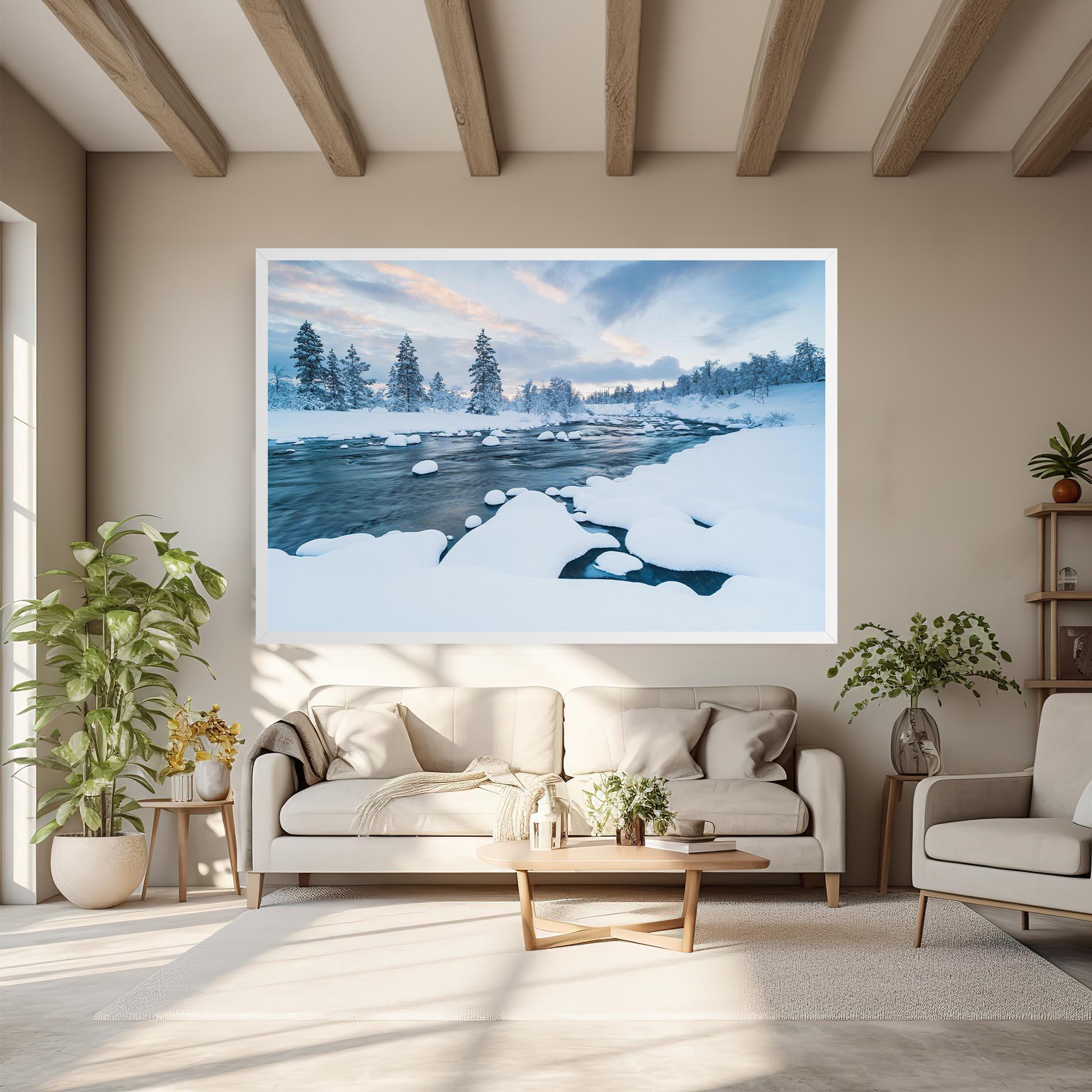 Leinwandbild Winter River mockup 6