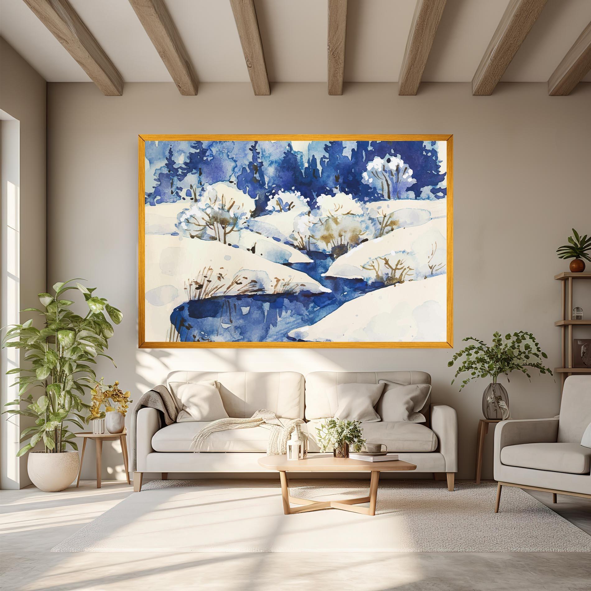 Leinwandbild Blue Trees Winter mockup 6