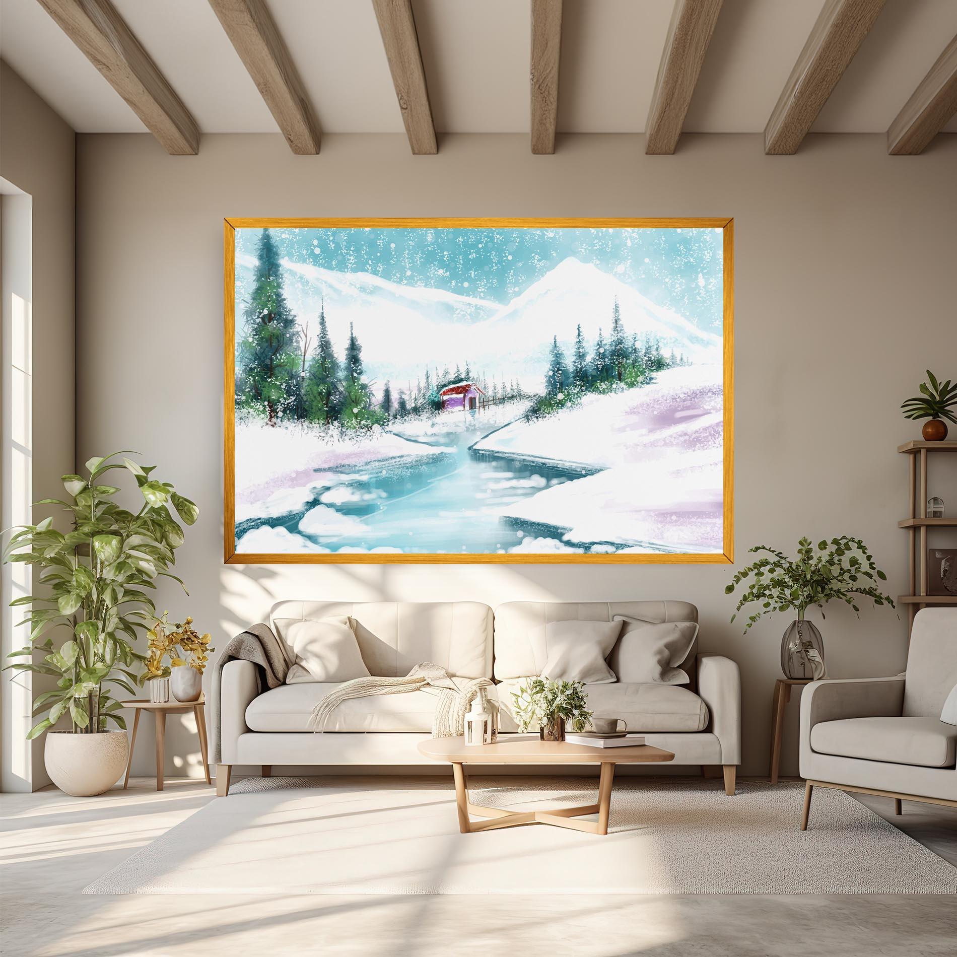 Leinwandbild Purple House Winter mockup 6