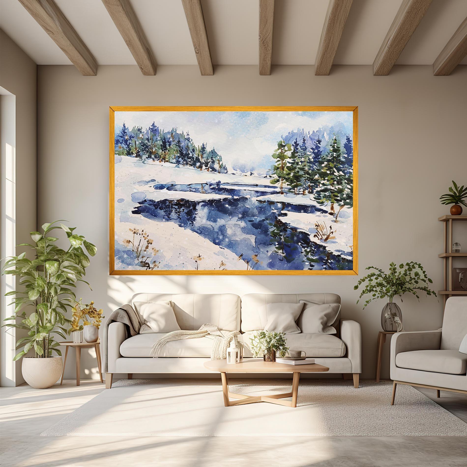 Leinwandbild Winter Painting mockup 6