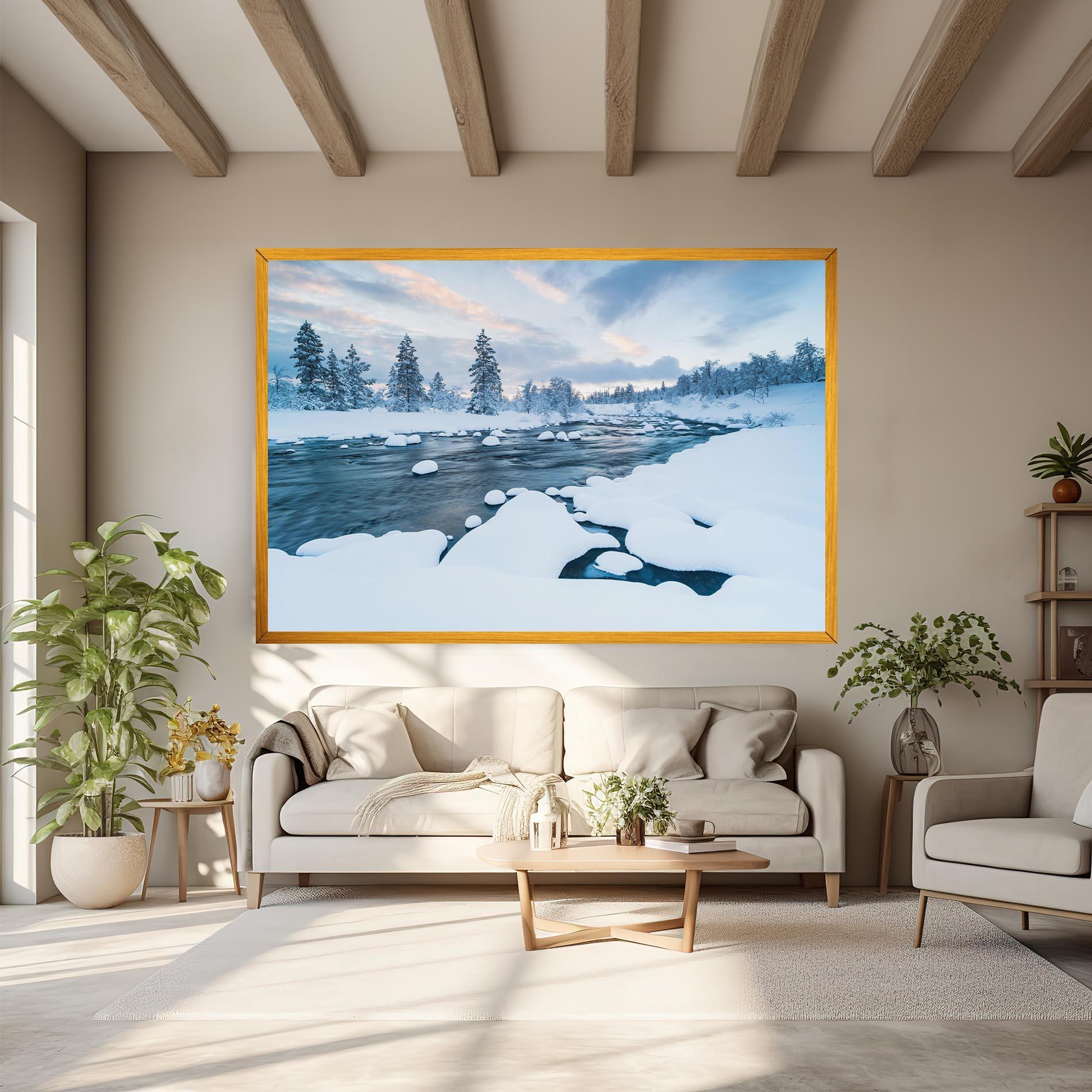 Leinwandbild Winter River mockup 6