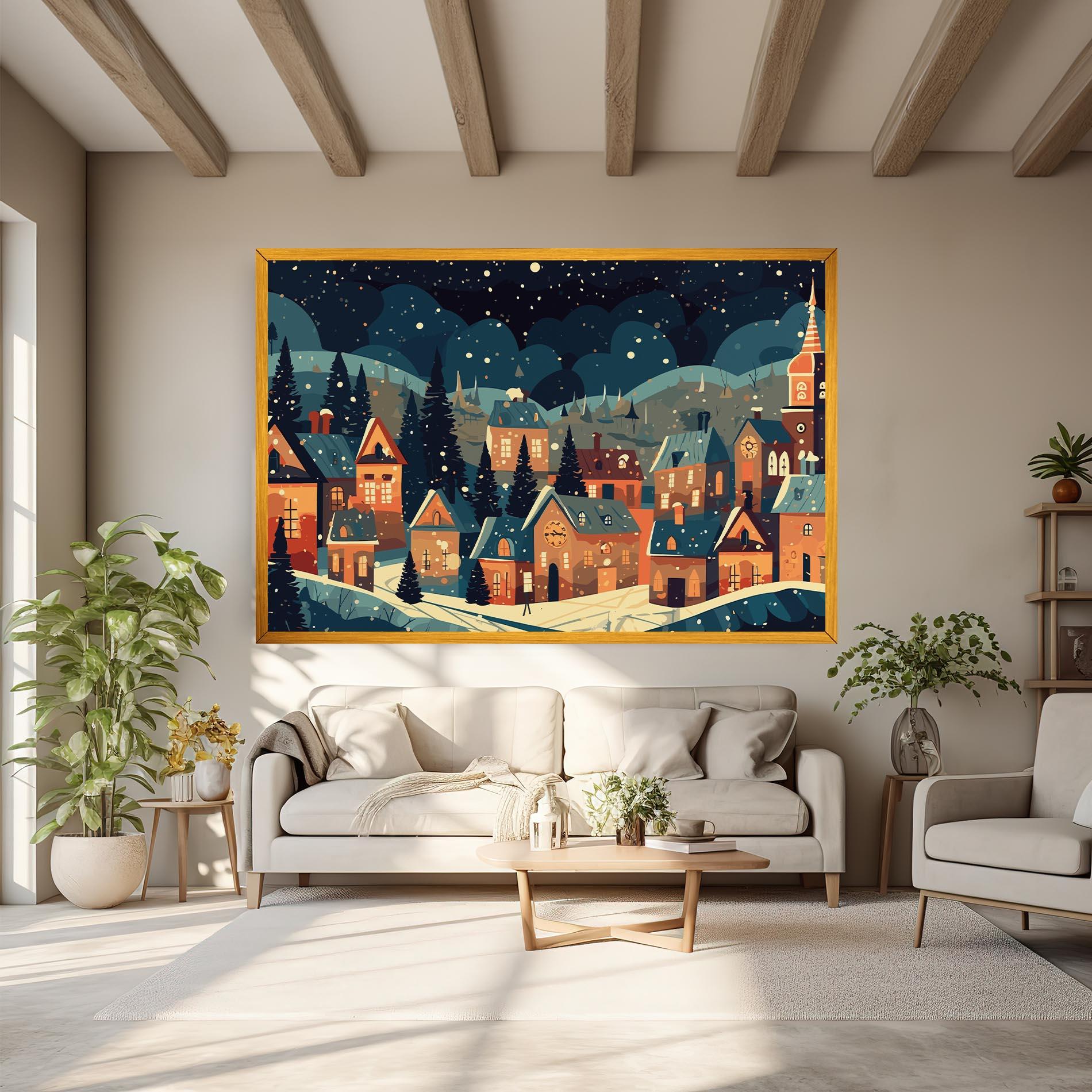 Leinwandbild Winter View Houses mockup 6