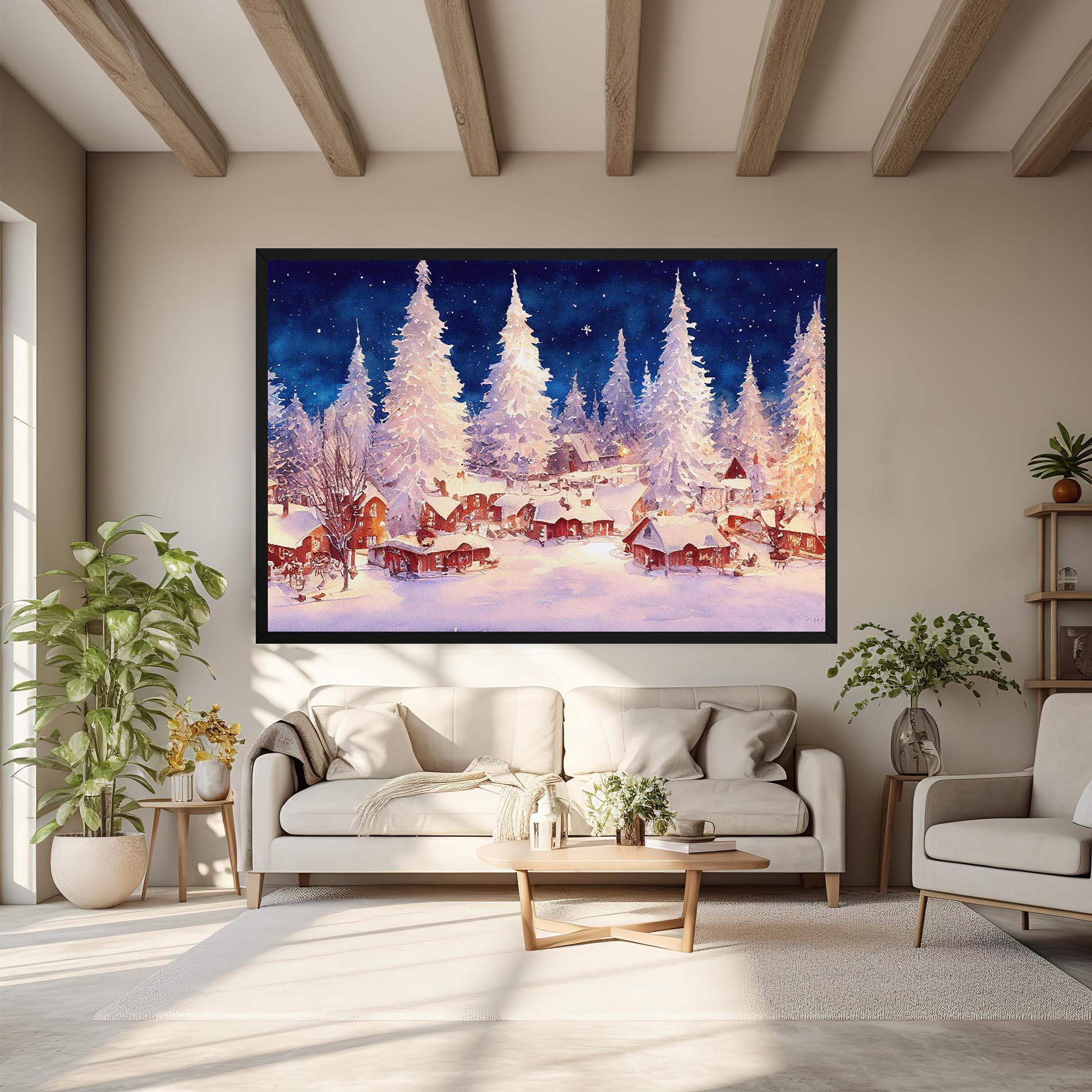 Leinwandbild Snow Falling Painting mockup 6