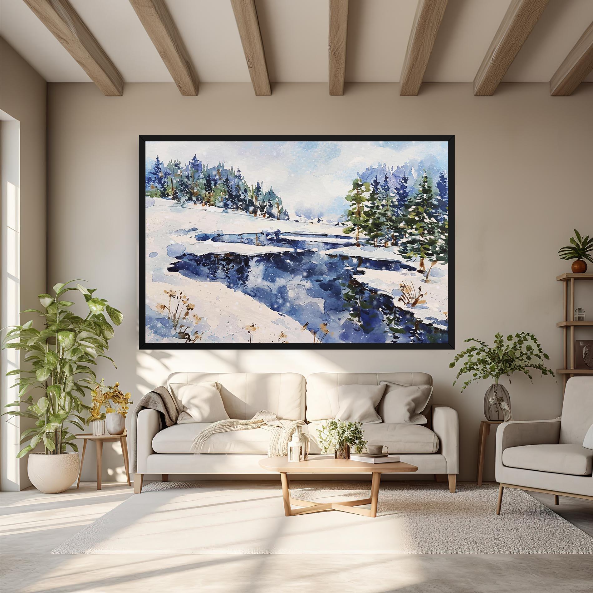 Leinwandbild Winter Painting mockup 6