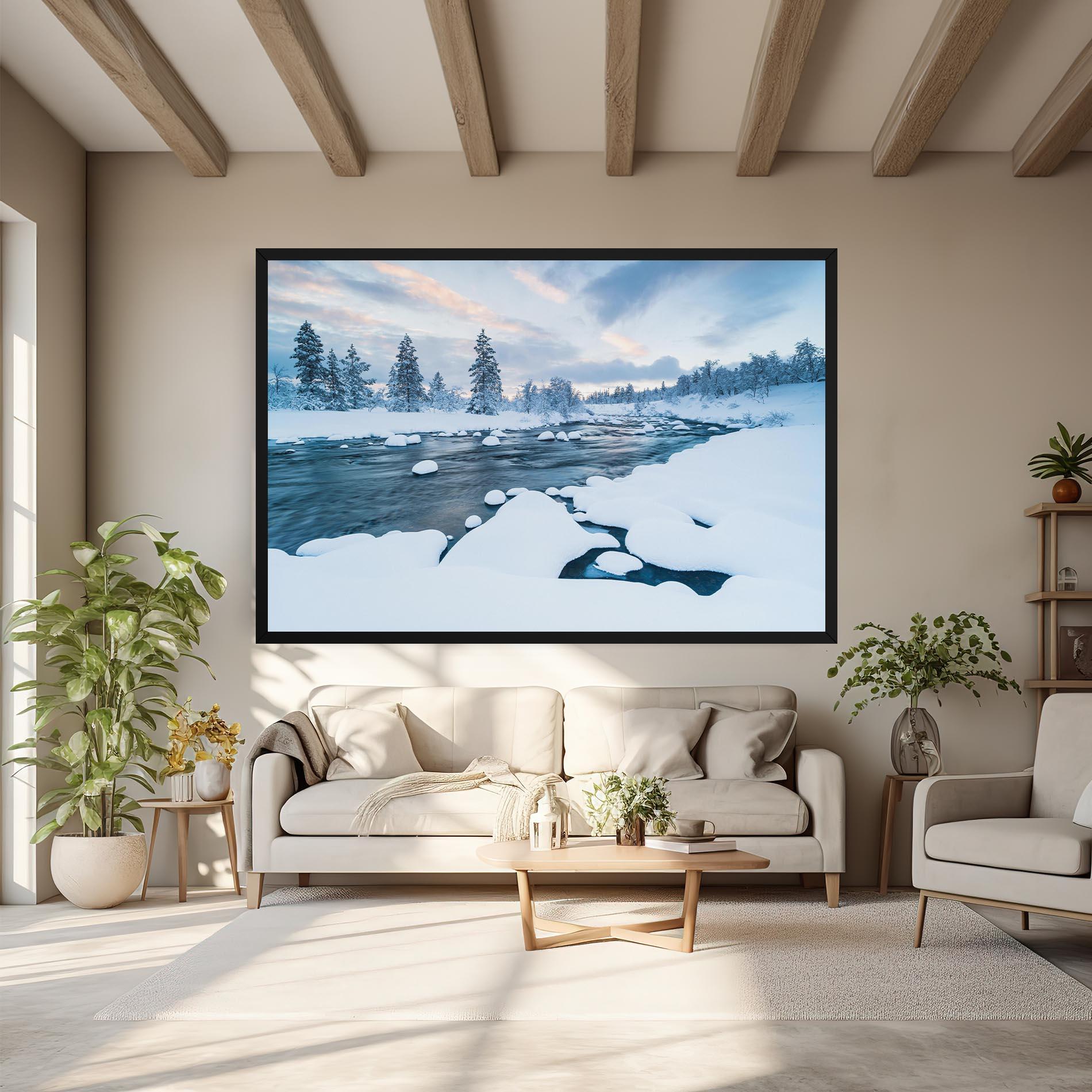 Leinwandbild Winter River mockup 6