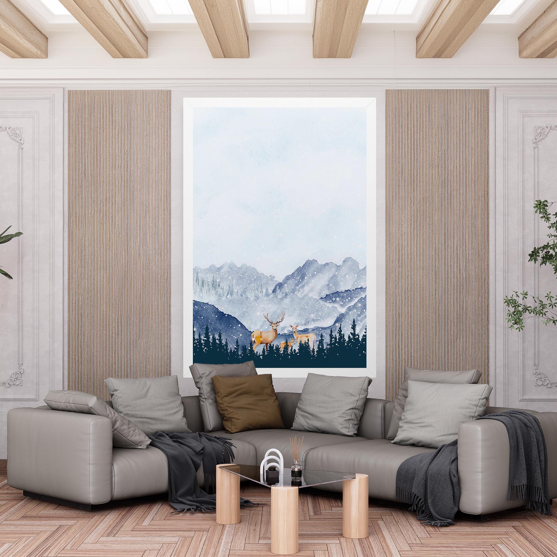 Leinwandbild Winter Deers mockup 6