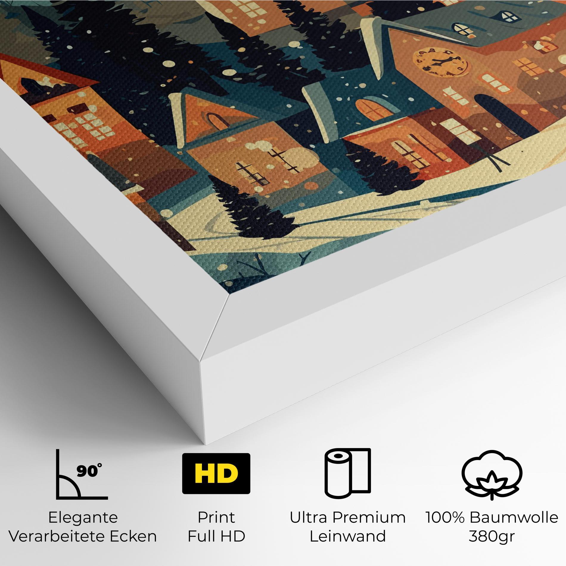 Leinwandbild Winter View Houses mockup 4