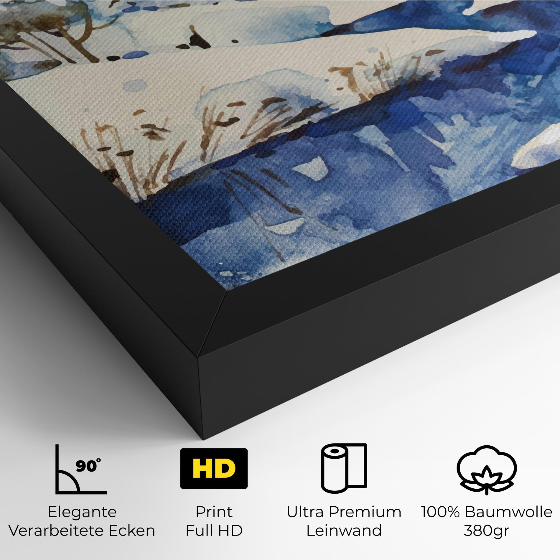 Leinwandbild Blue Trees Winter mockup 4