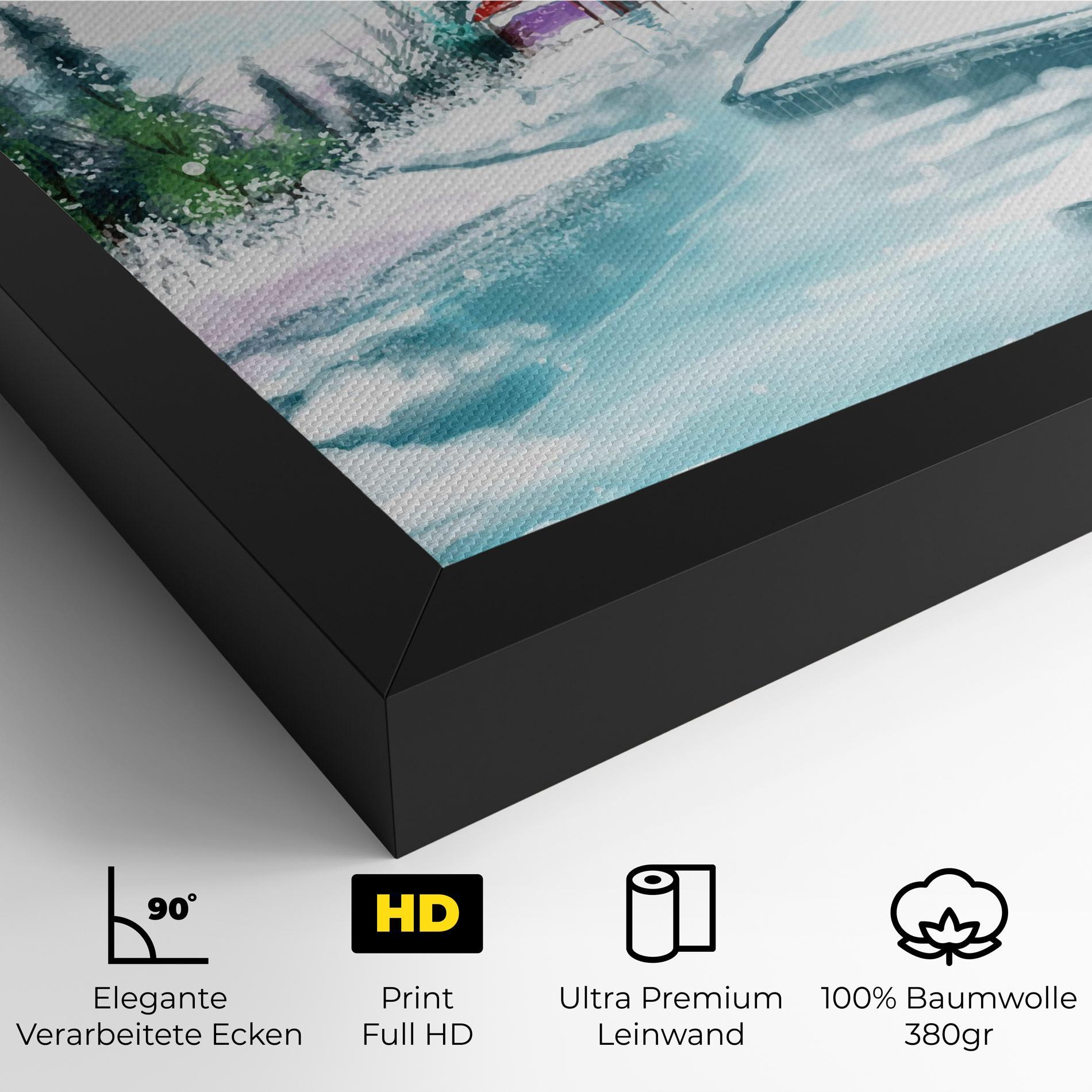 Leinwandbild Purple House Winter mockup 4