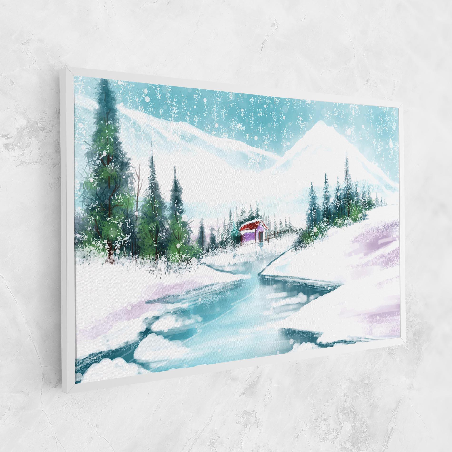 Leinwandbild Purple House Winter mockup 1