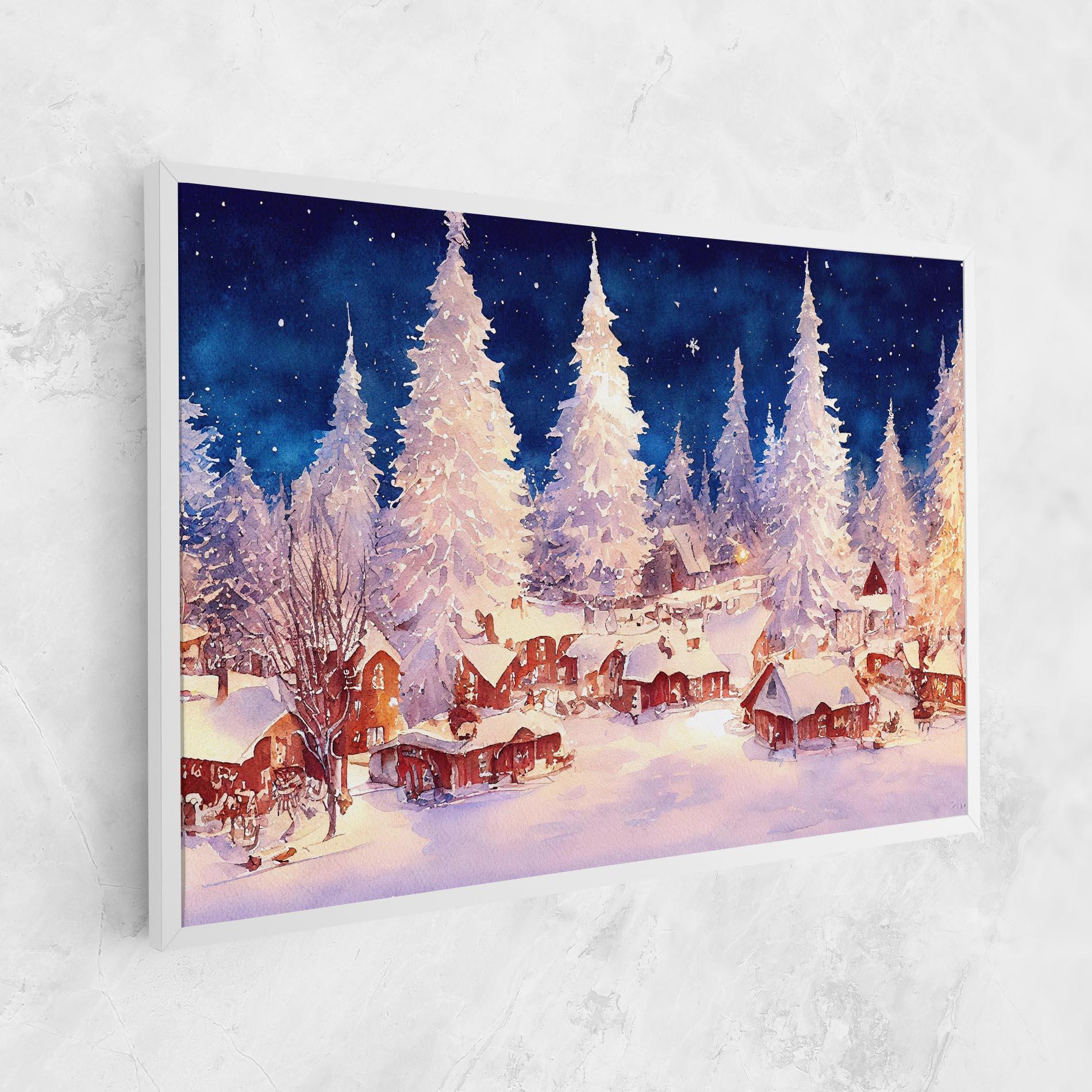 Leinwandbild Snow Falling Painting mockup 1