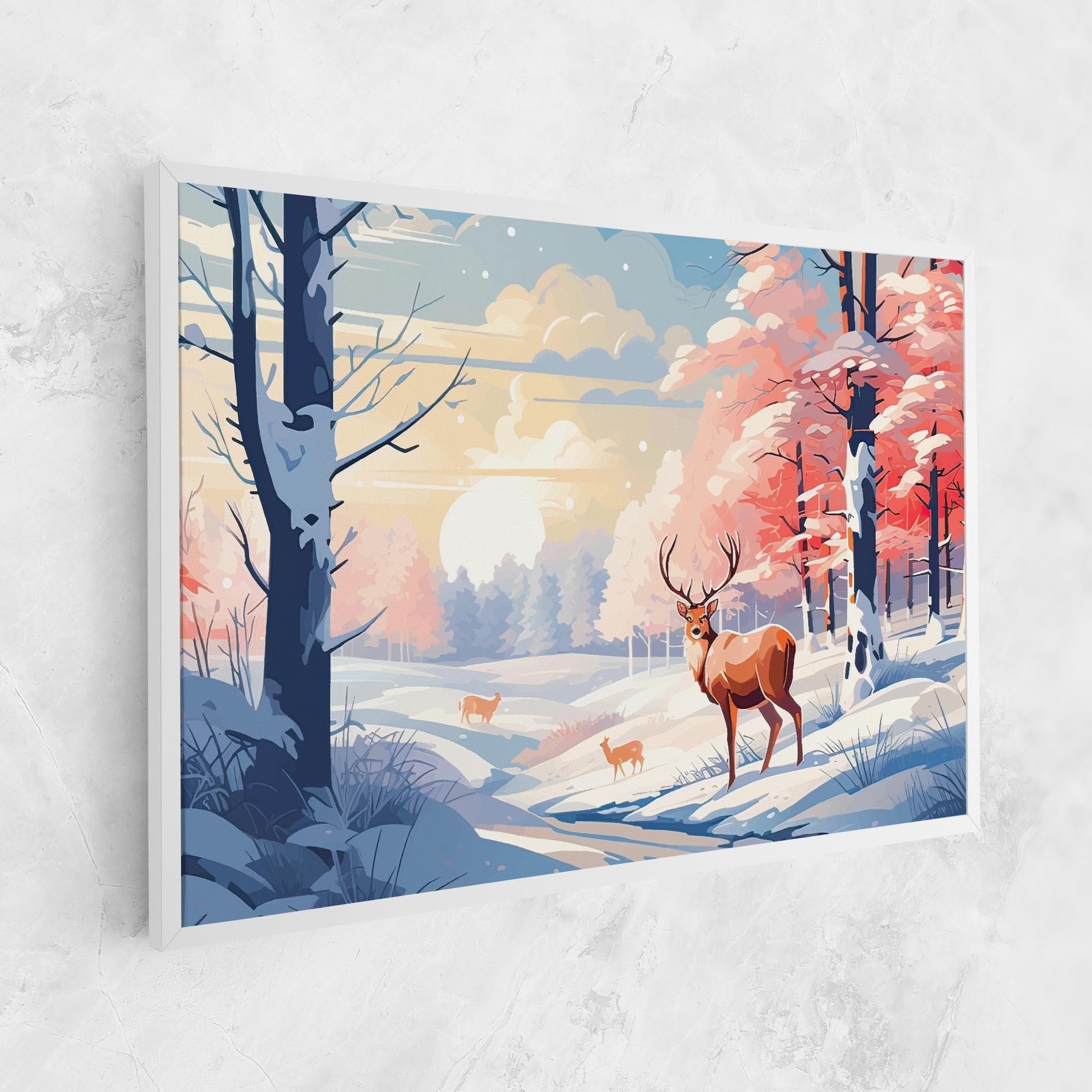 Leinwandbild Winter Deer Art mockup 1