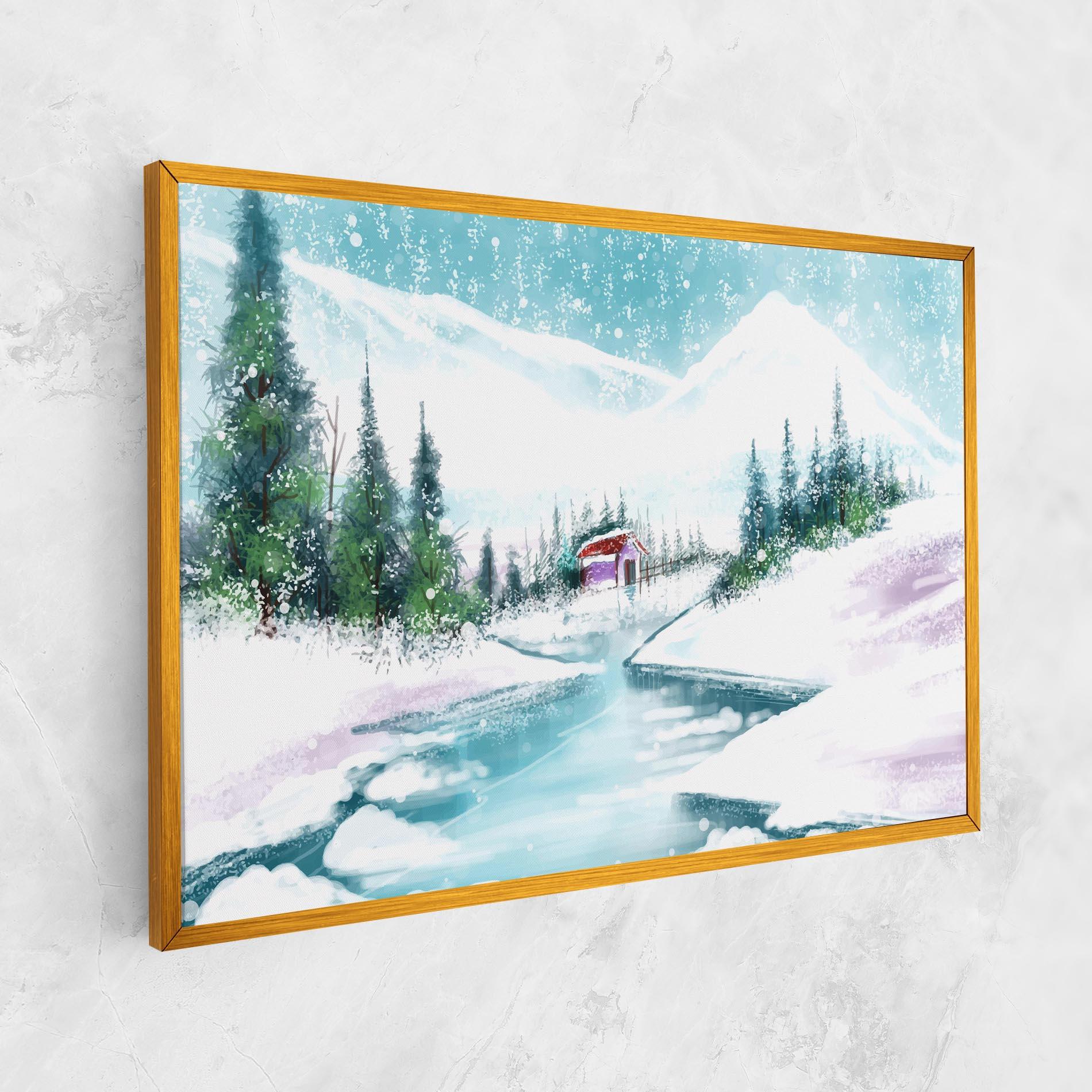 Leinwandbild Purple House Winter mockup 1