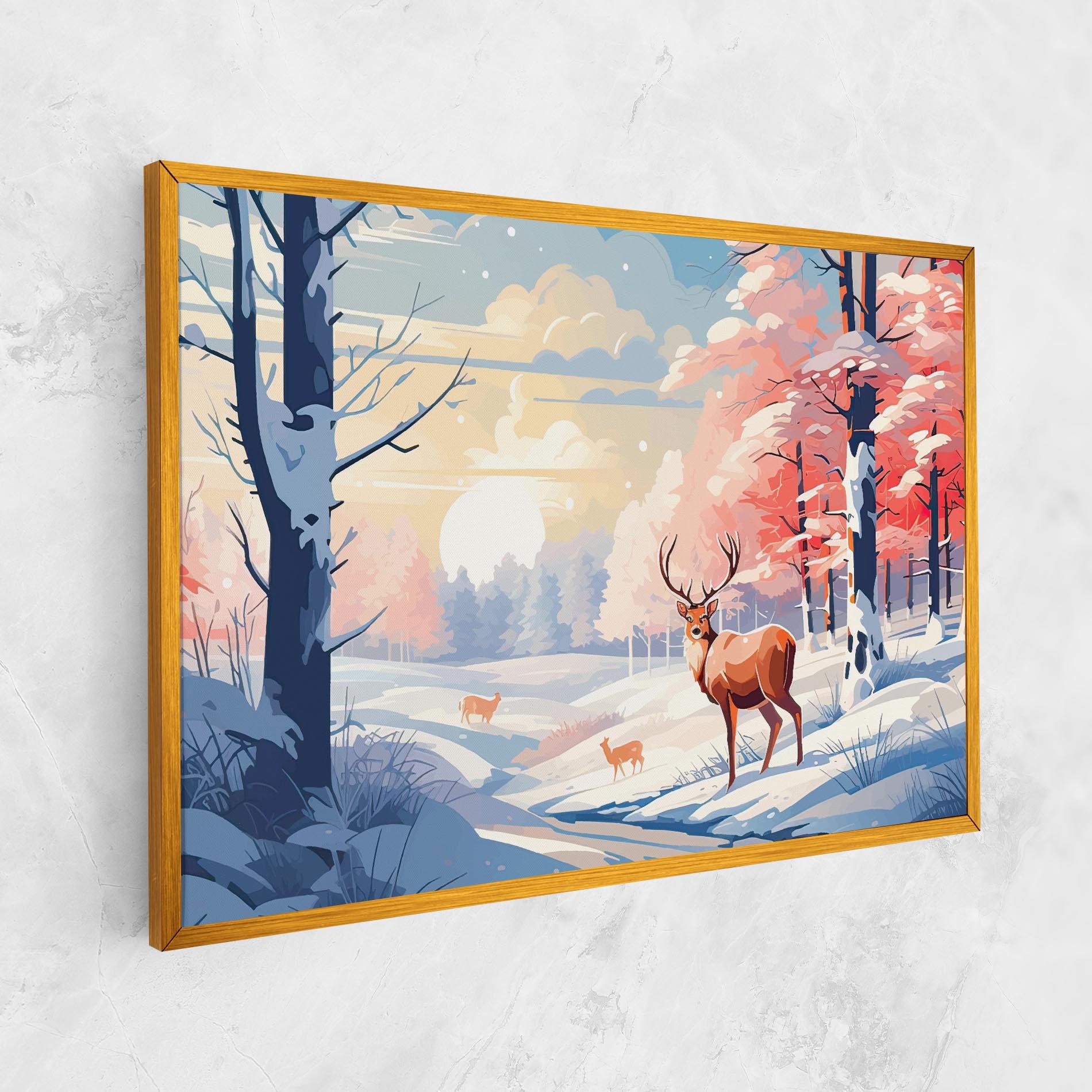 Leinwandbild Winter Deer Art mockup 1