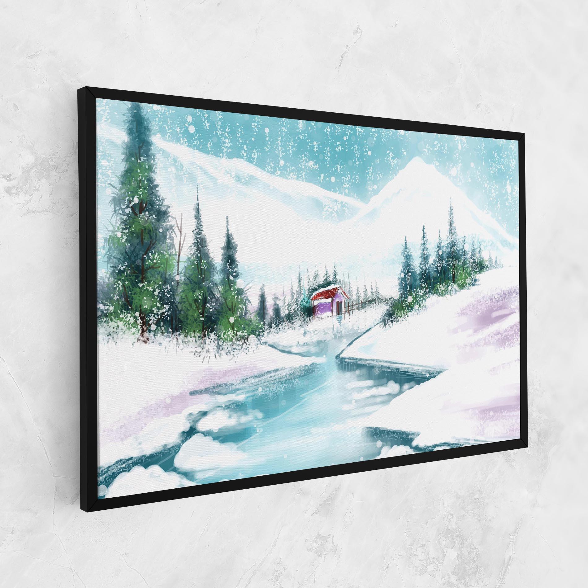 Leinwandbild Purple House Winter mockup 1