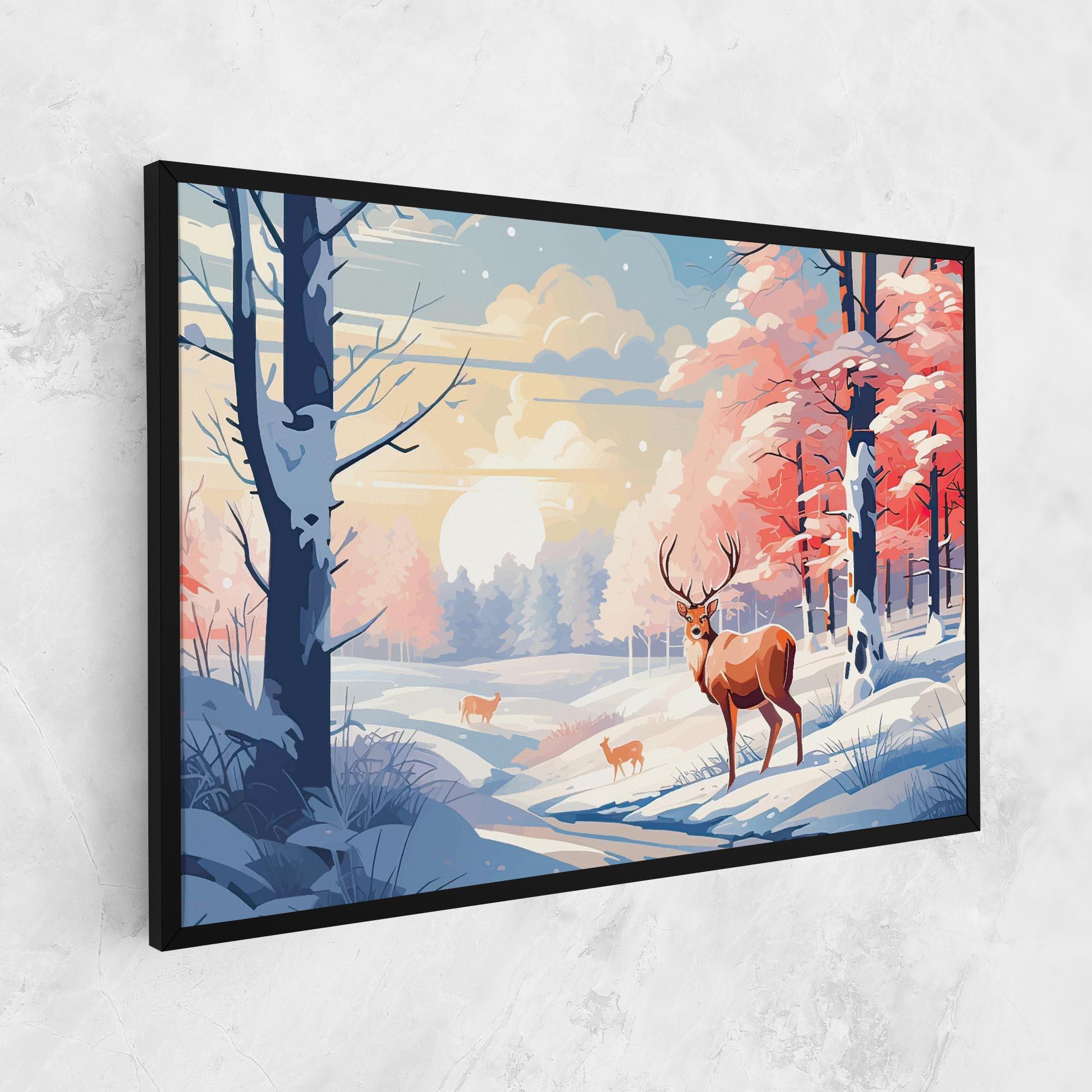 Leinwandbild Winter Deer Art mockup 1