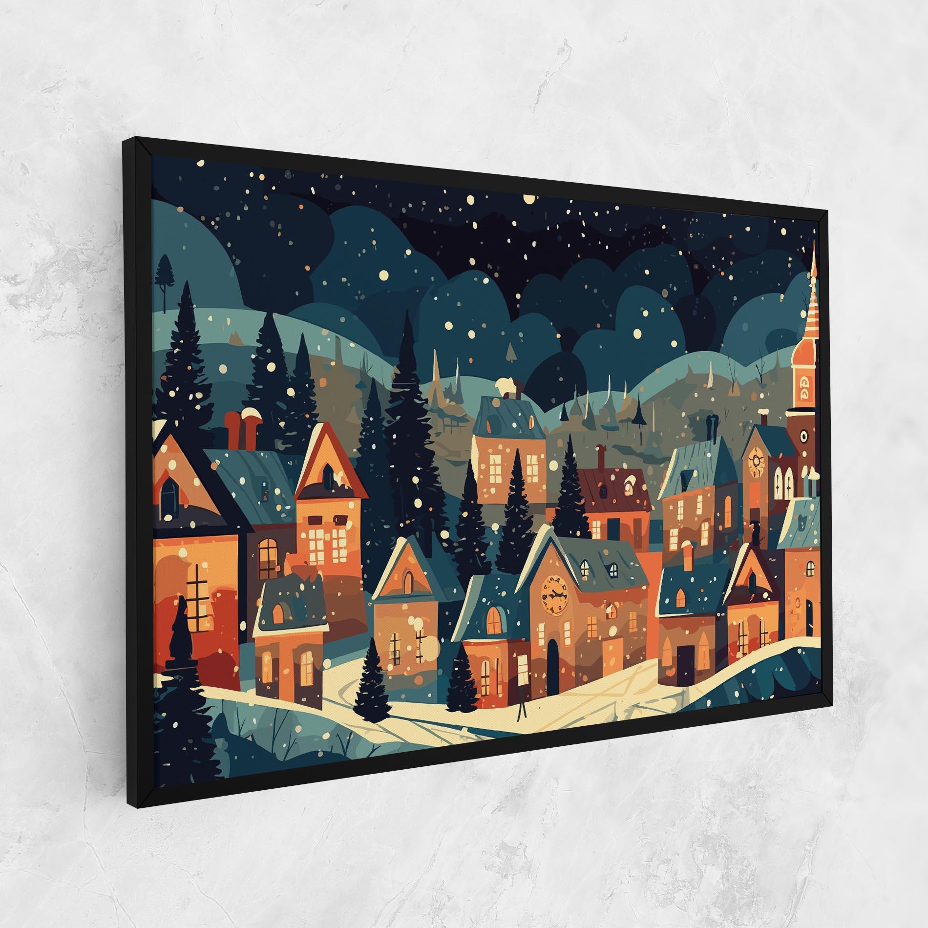 Leinwandbild Winter View Houses mockup 1