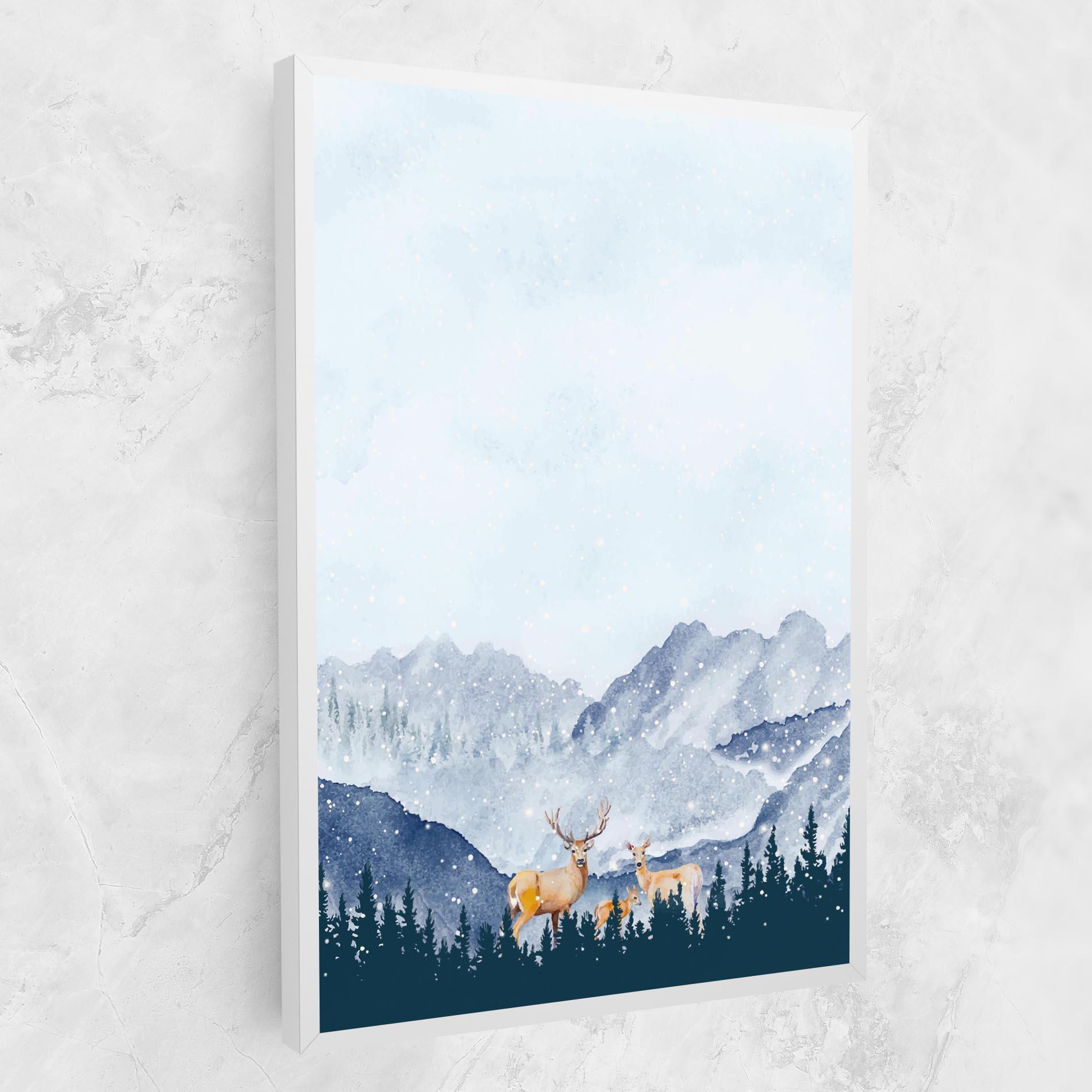 Leinwandbild Winter Deers mockup 1