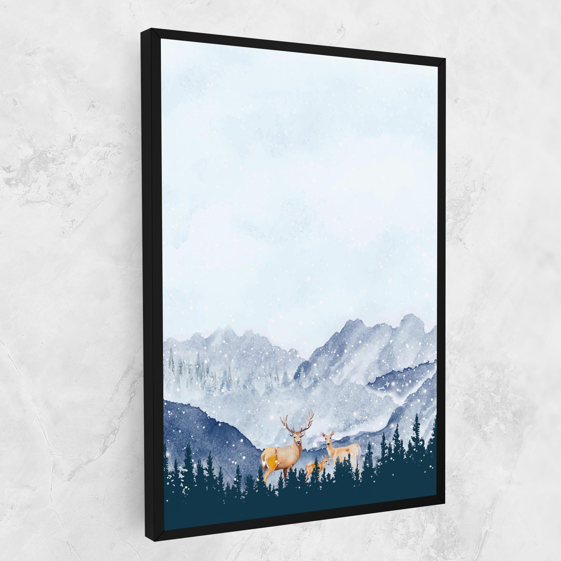 Leinwandbild Winter Deers mockup 1