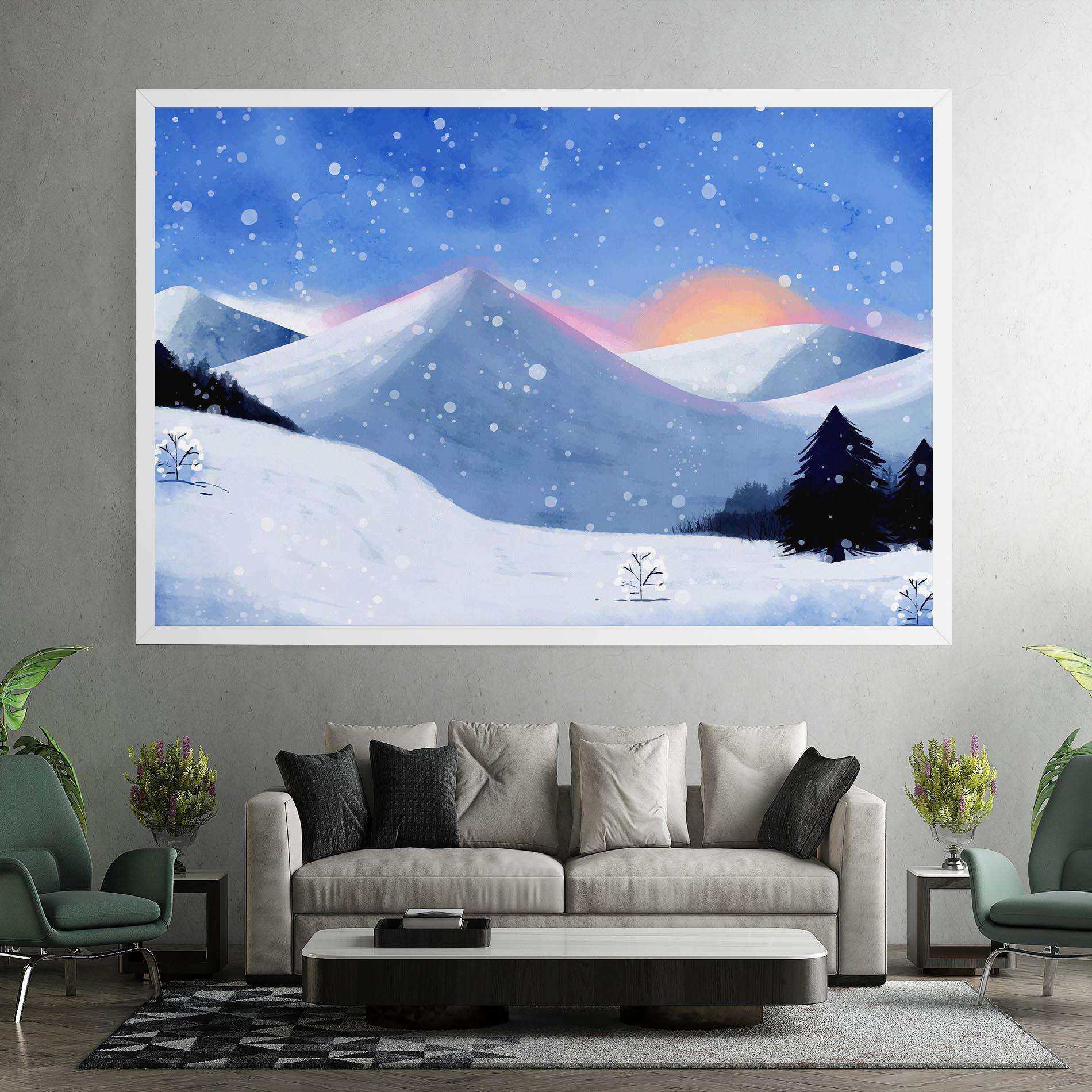 Leinwandbild Mountain Snow Art mockup 7