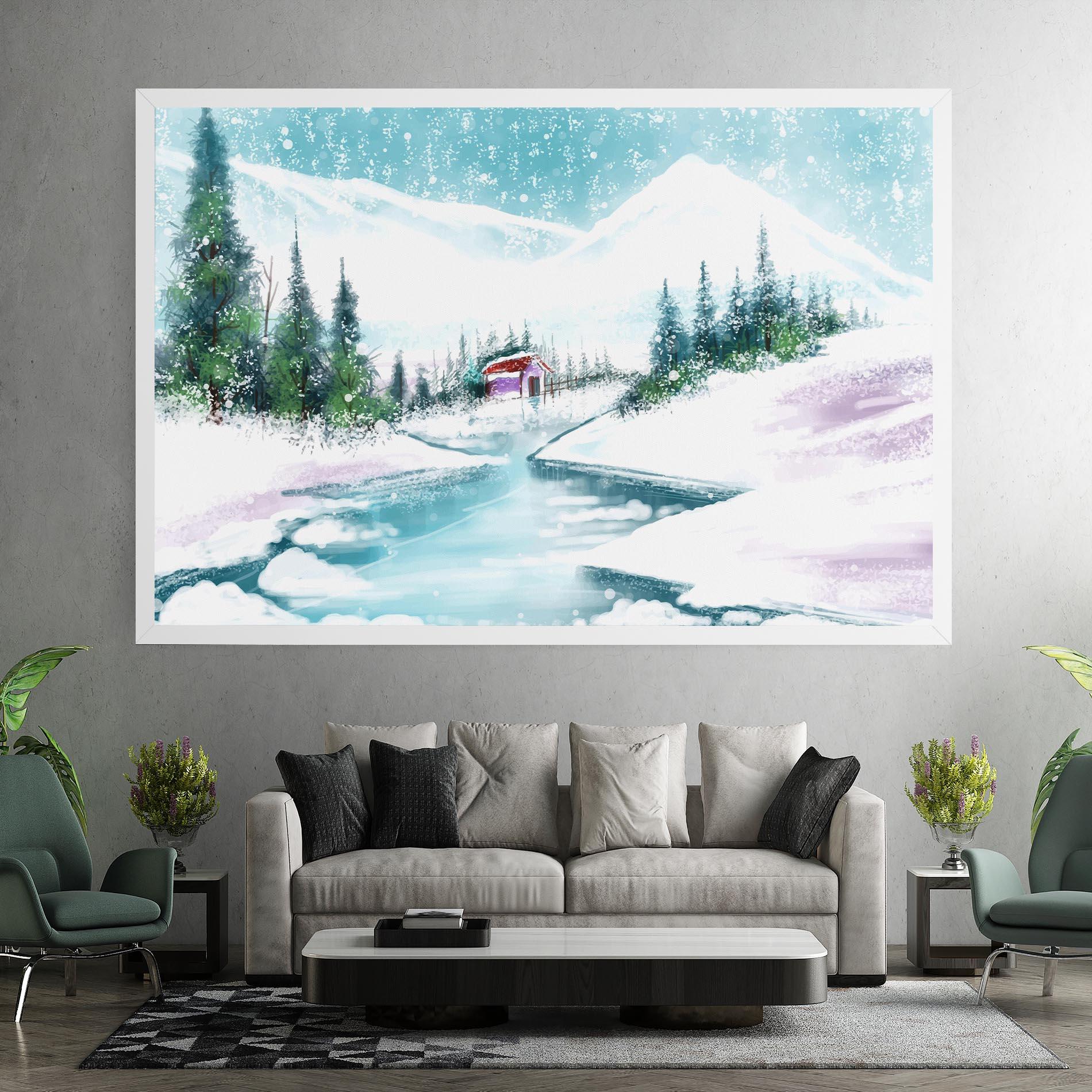 Leinwandbild Purple House Winter mockup 7