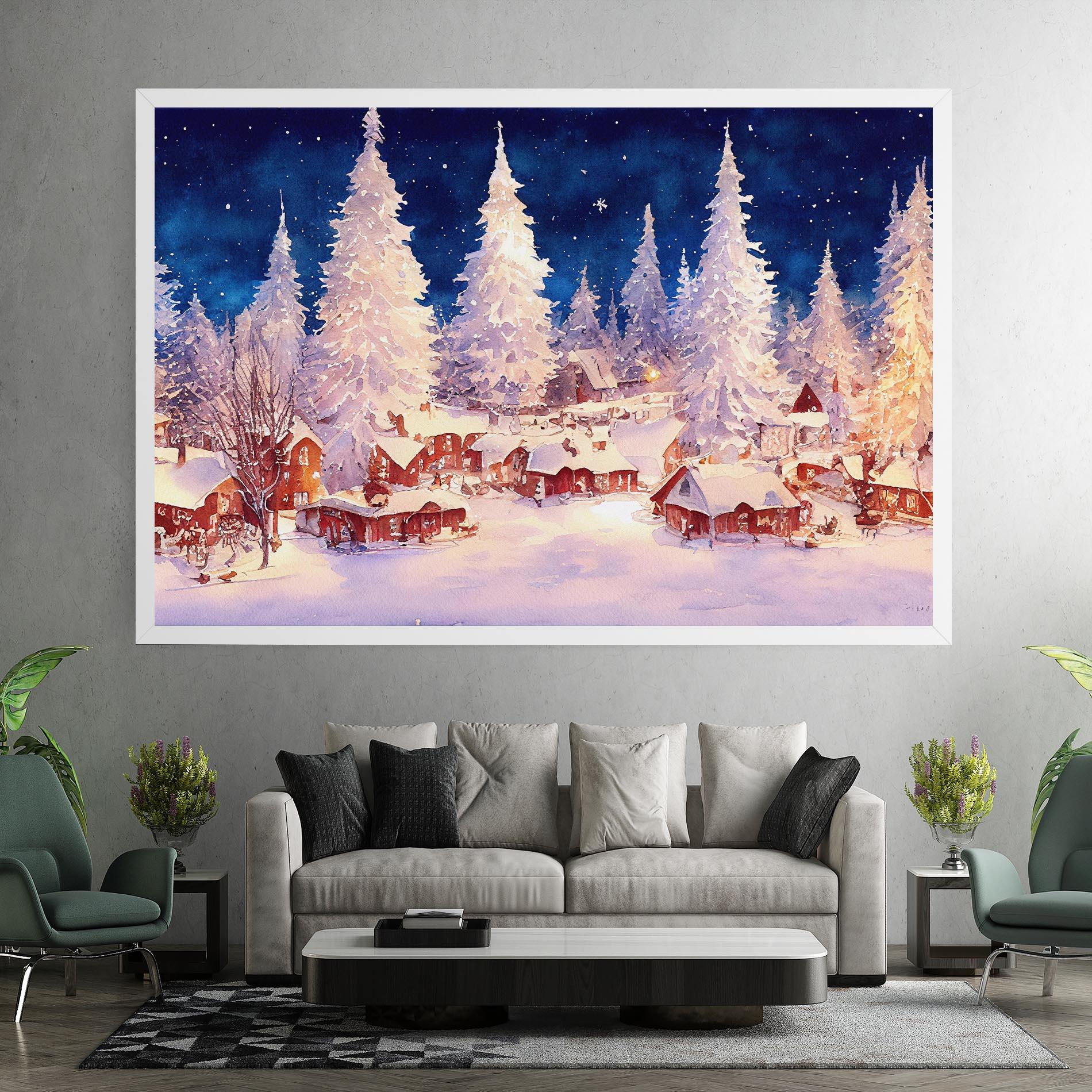 Leinwandbild Snow Falling Painting mockup 7