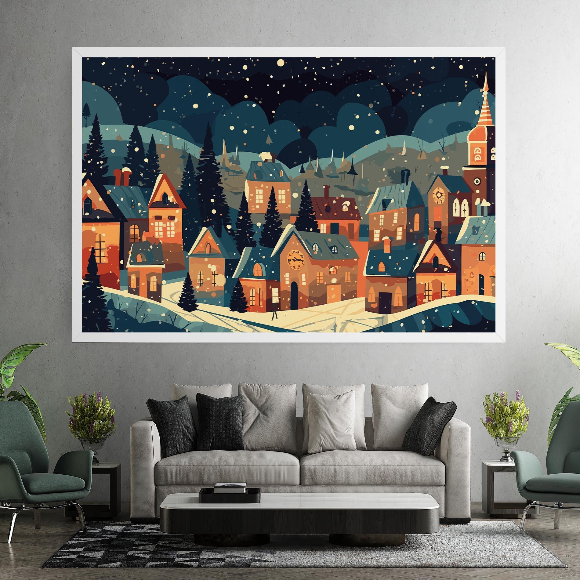 Leinwandbild Winter View Houses mockup 7