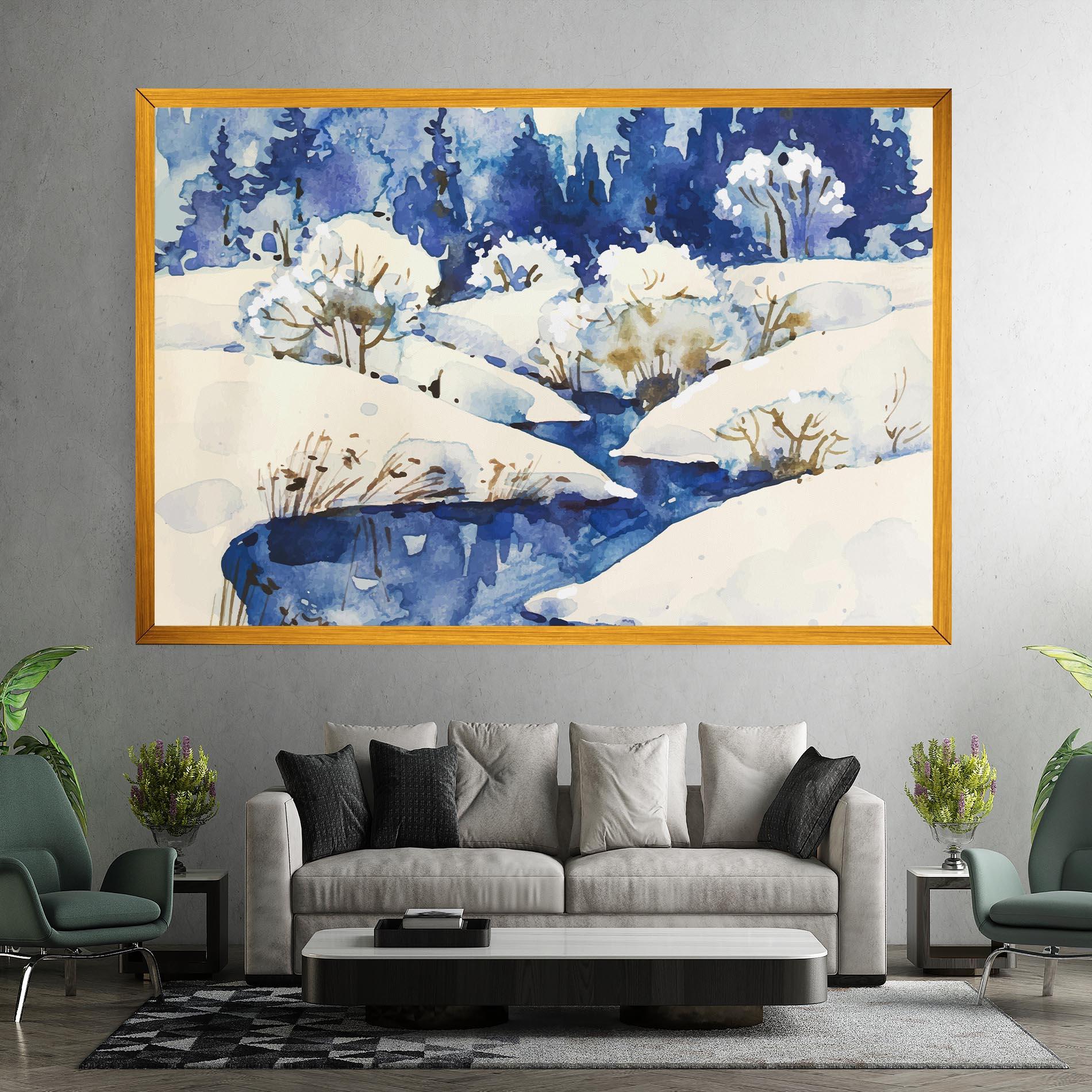 Leinwandbild Blue Trees Winter mockup 7