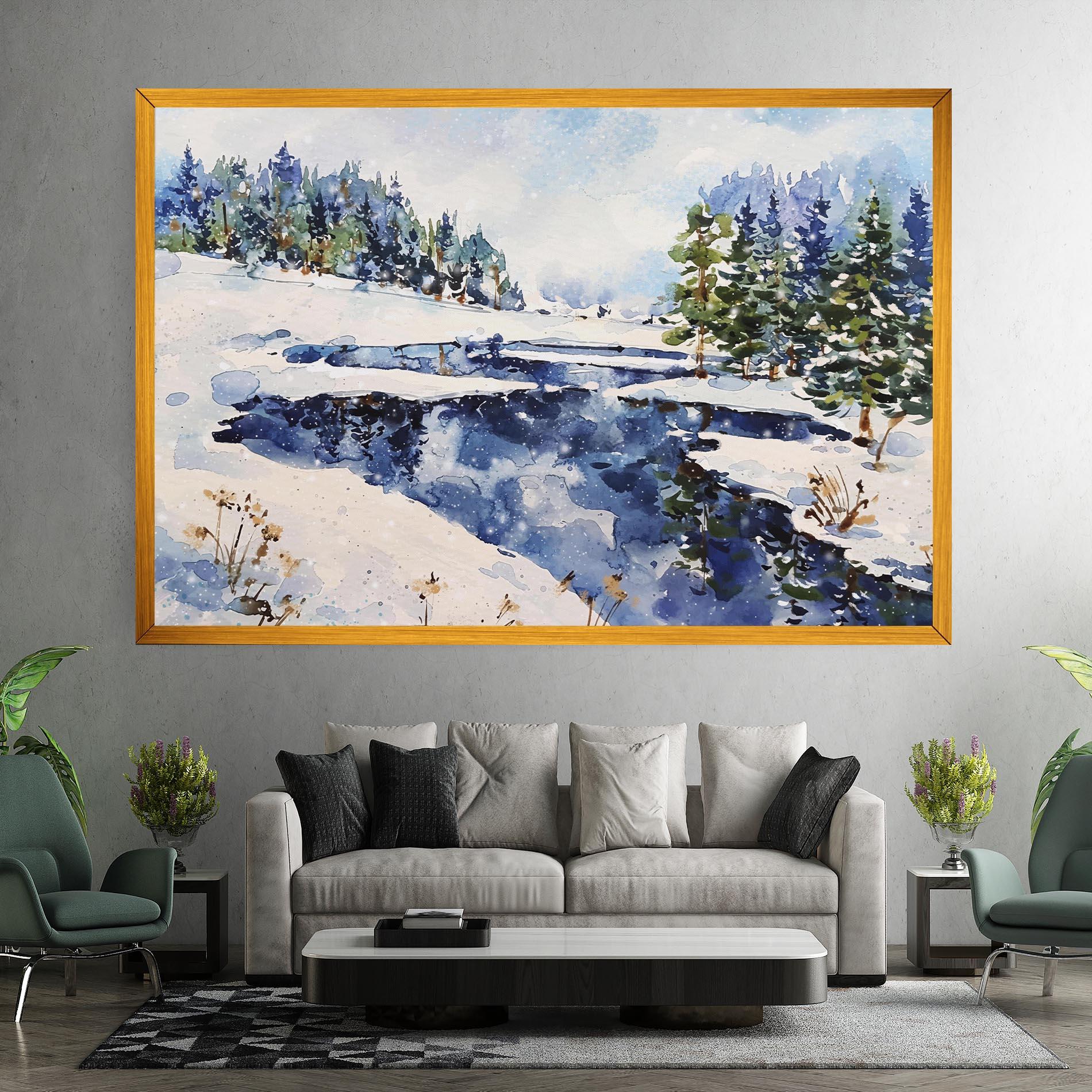 Leinwandbild Winter Painting mockup 7