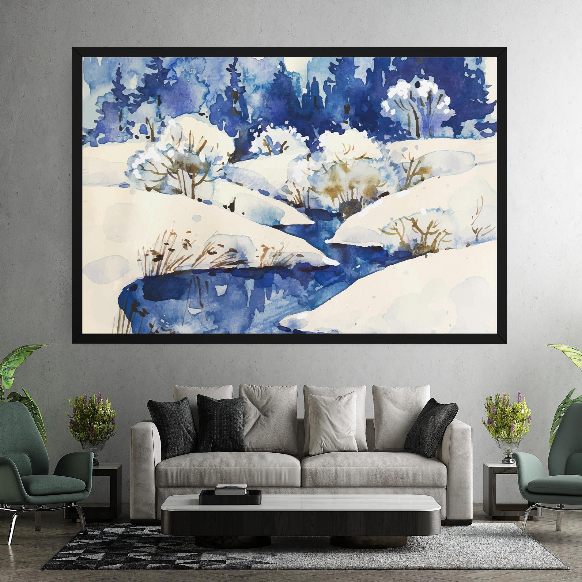 Leinwandbild Blue Trees Winter mockup 7