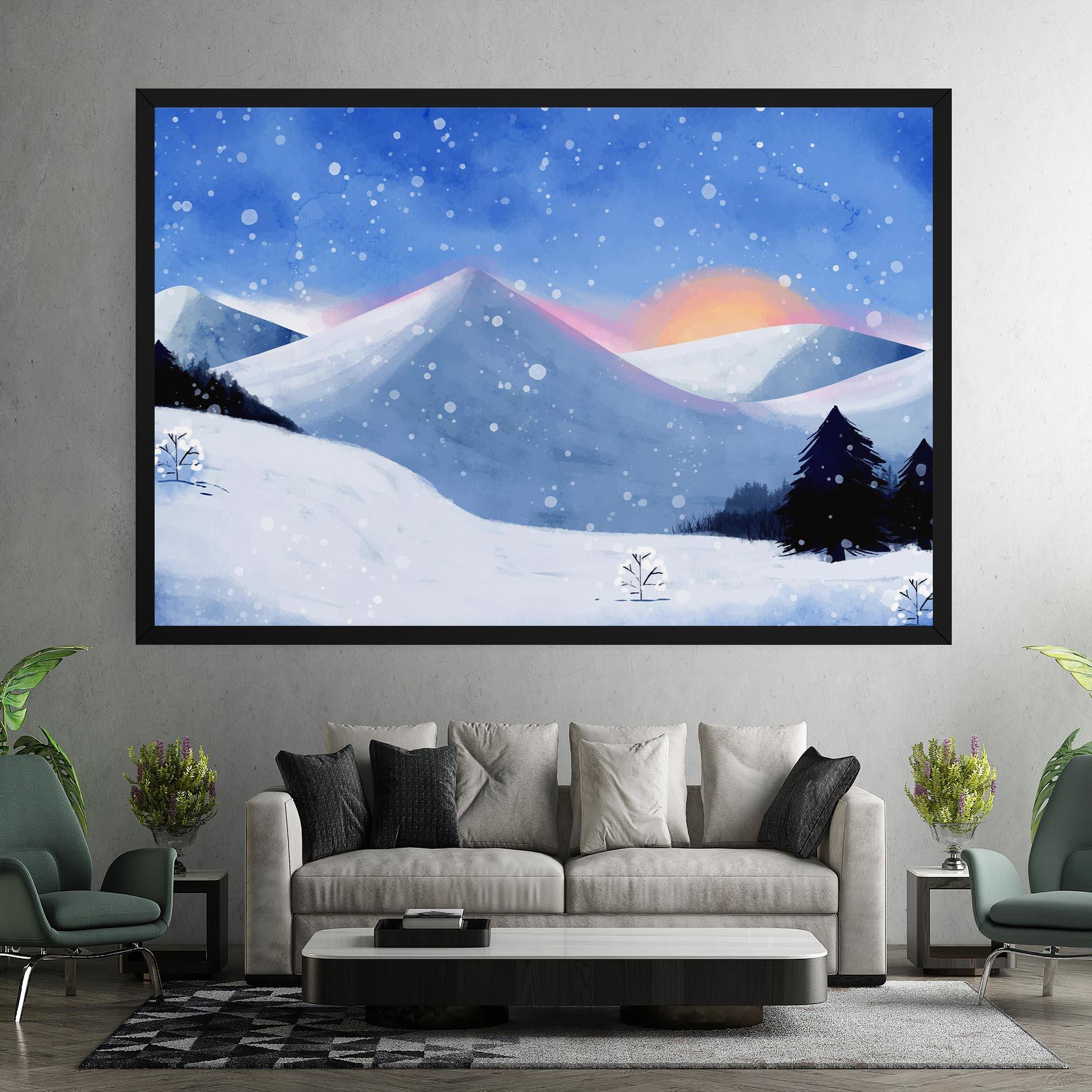 Leinwandbild Mountain Snow Art mockup 7