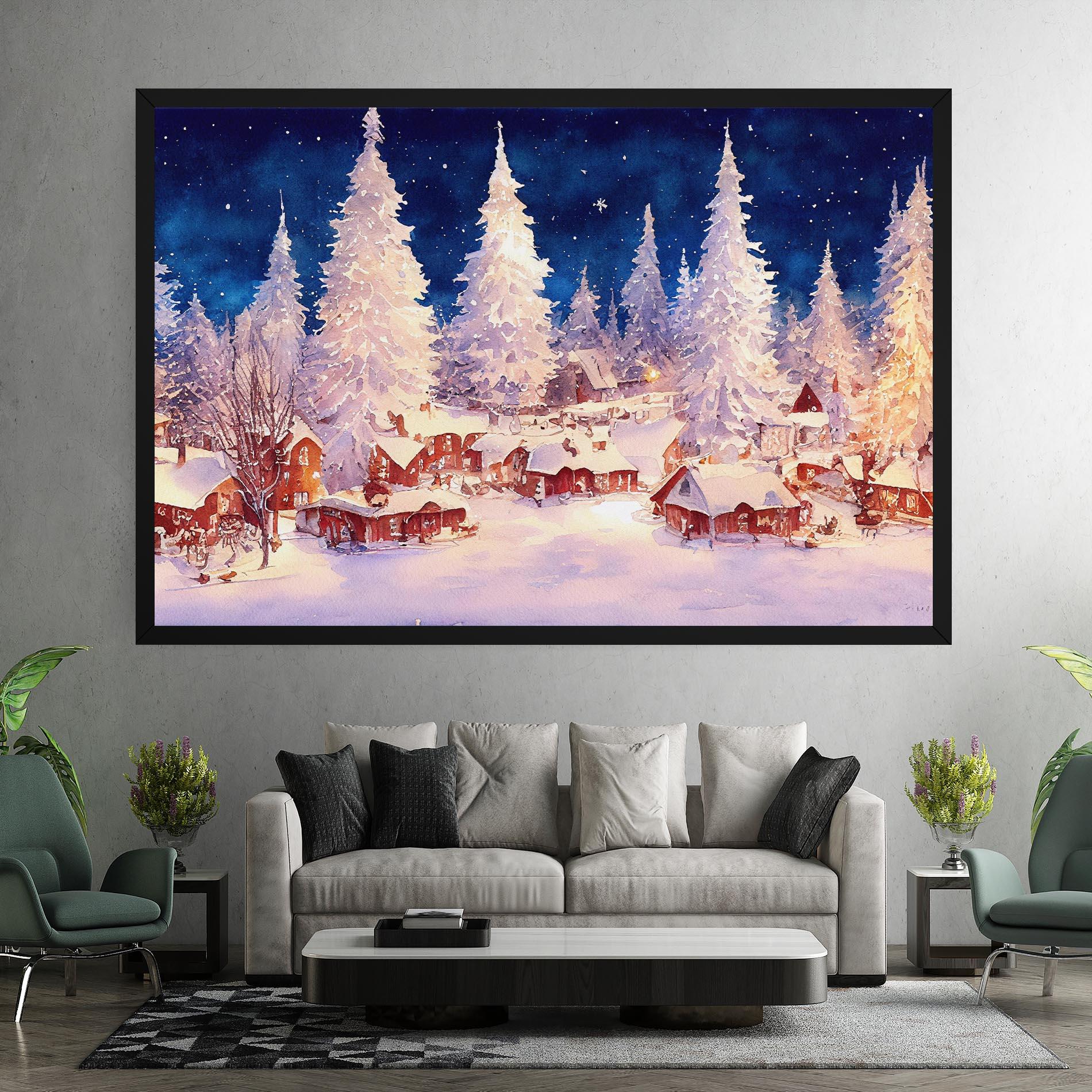 Leinwandbild Snow Falling Painting mockup 7