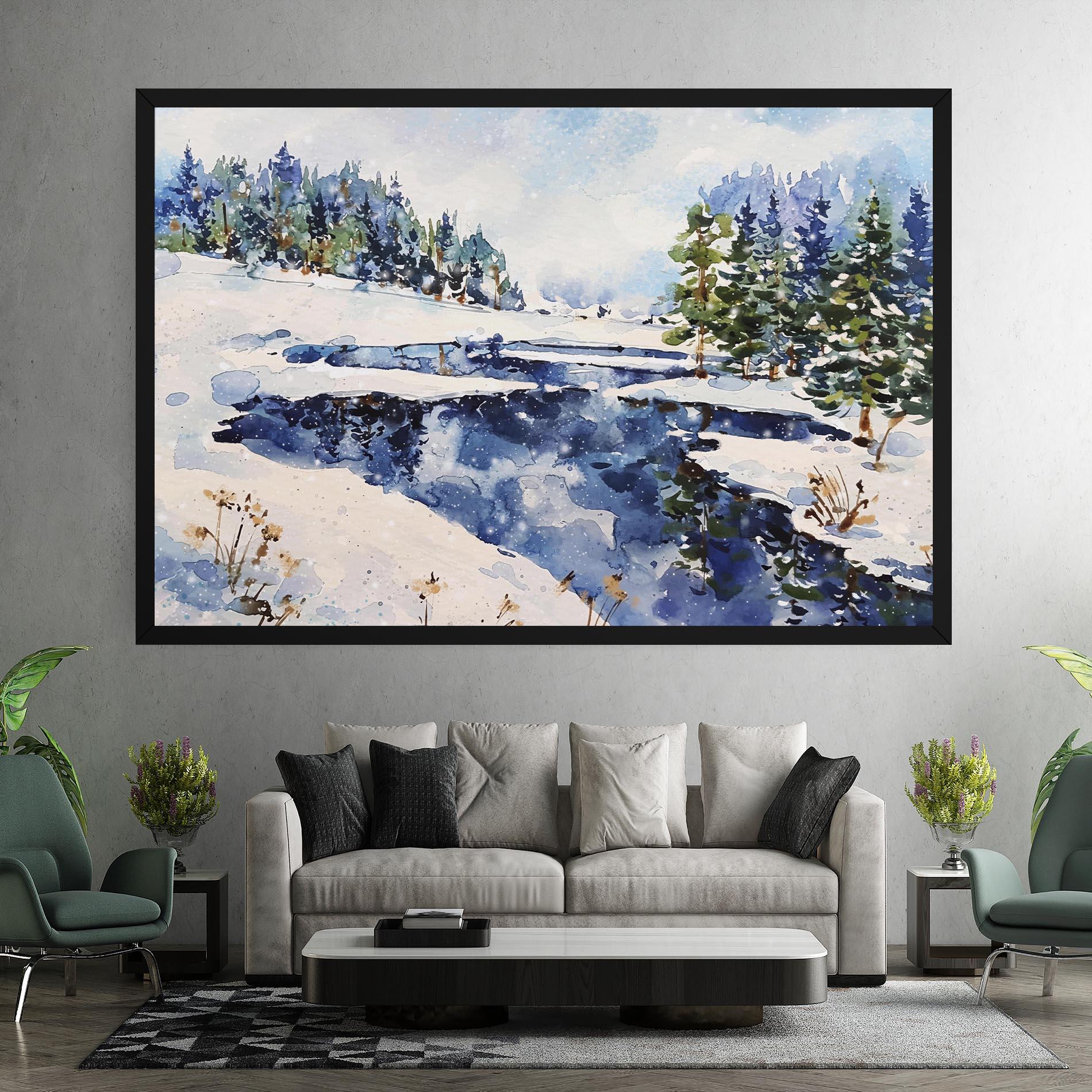 Leinwandbild Winter Painting mockup 7