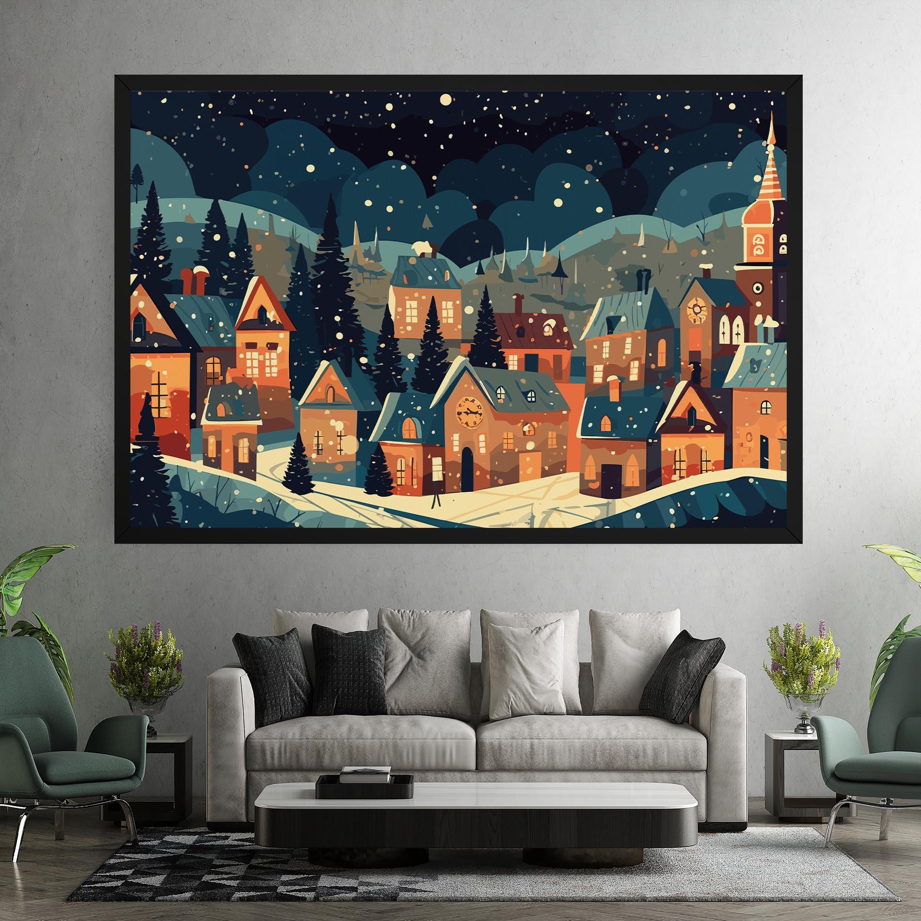 Leinwandbild Winter View Houses mockup 7