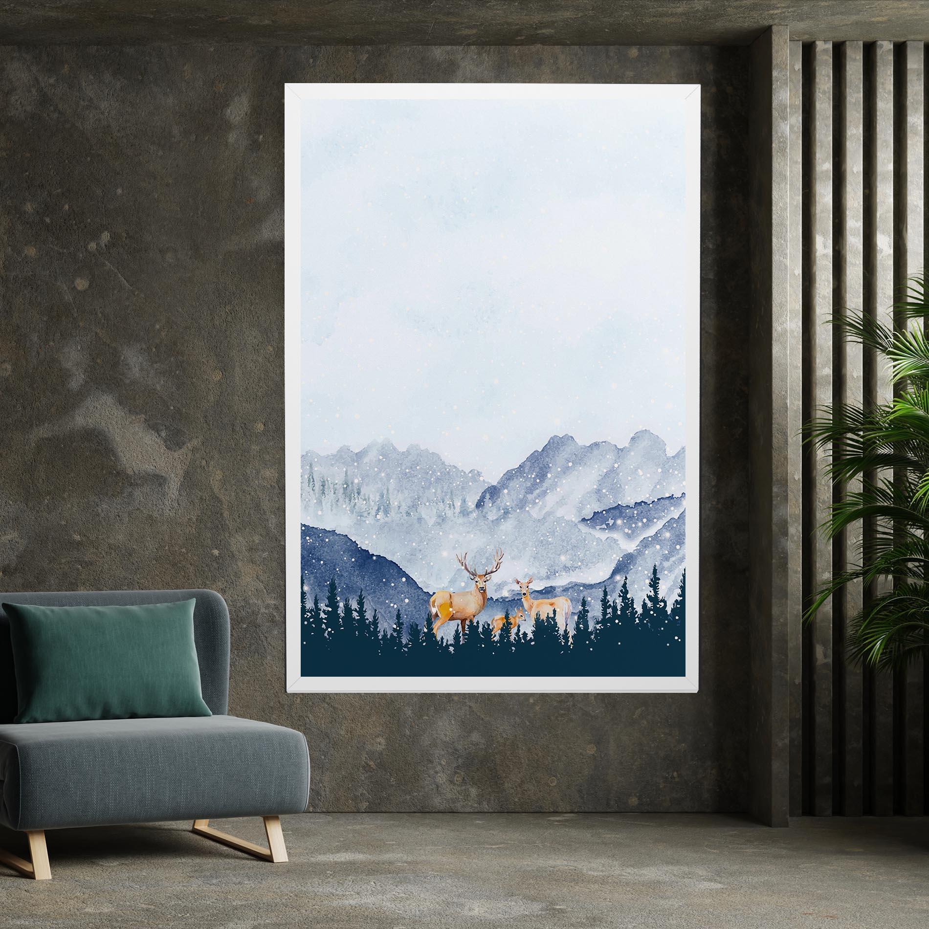 Leinwandbild Winter Deers mockup 7