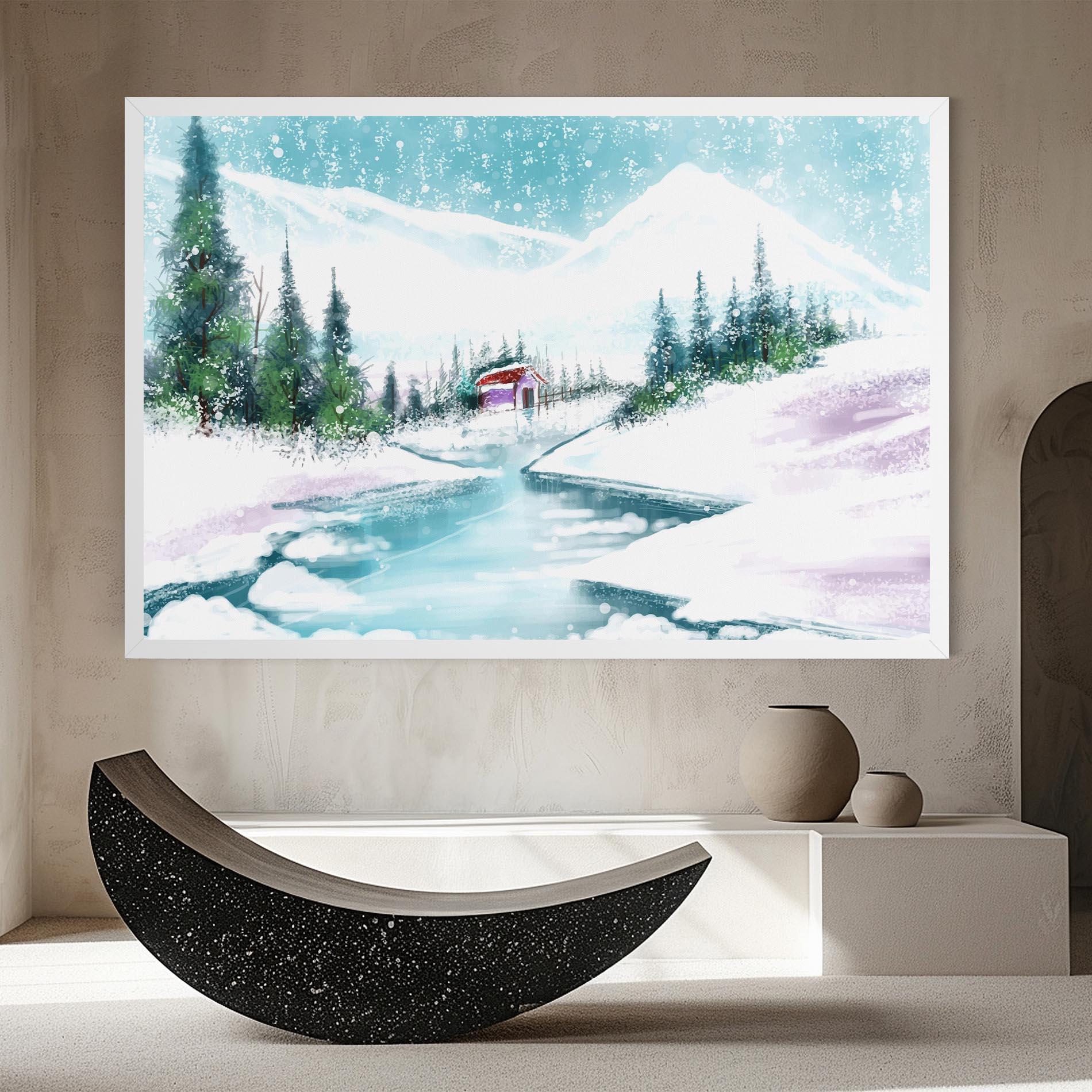 Leinwandbild Purple House Winter mockup 8