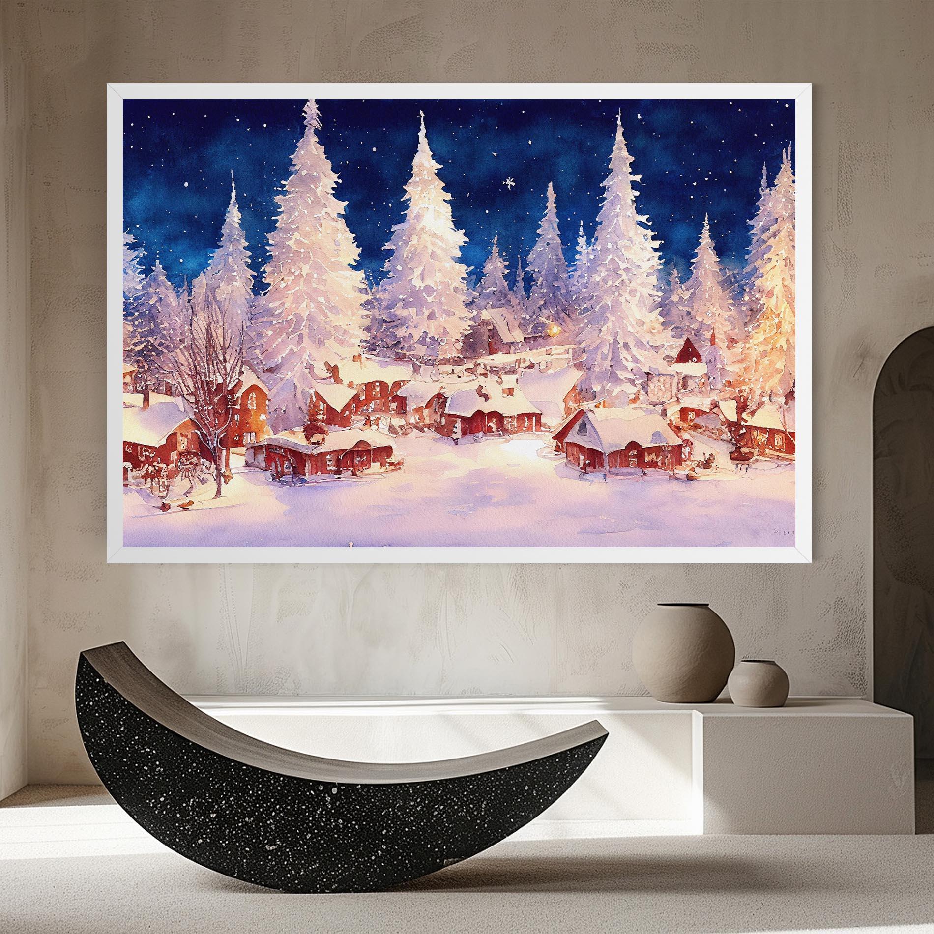 Leinwandbild Snow Falling Painting mockup 8