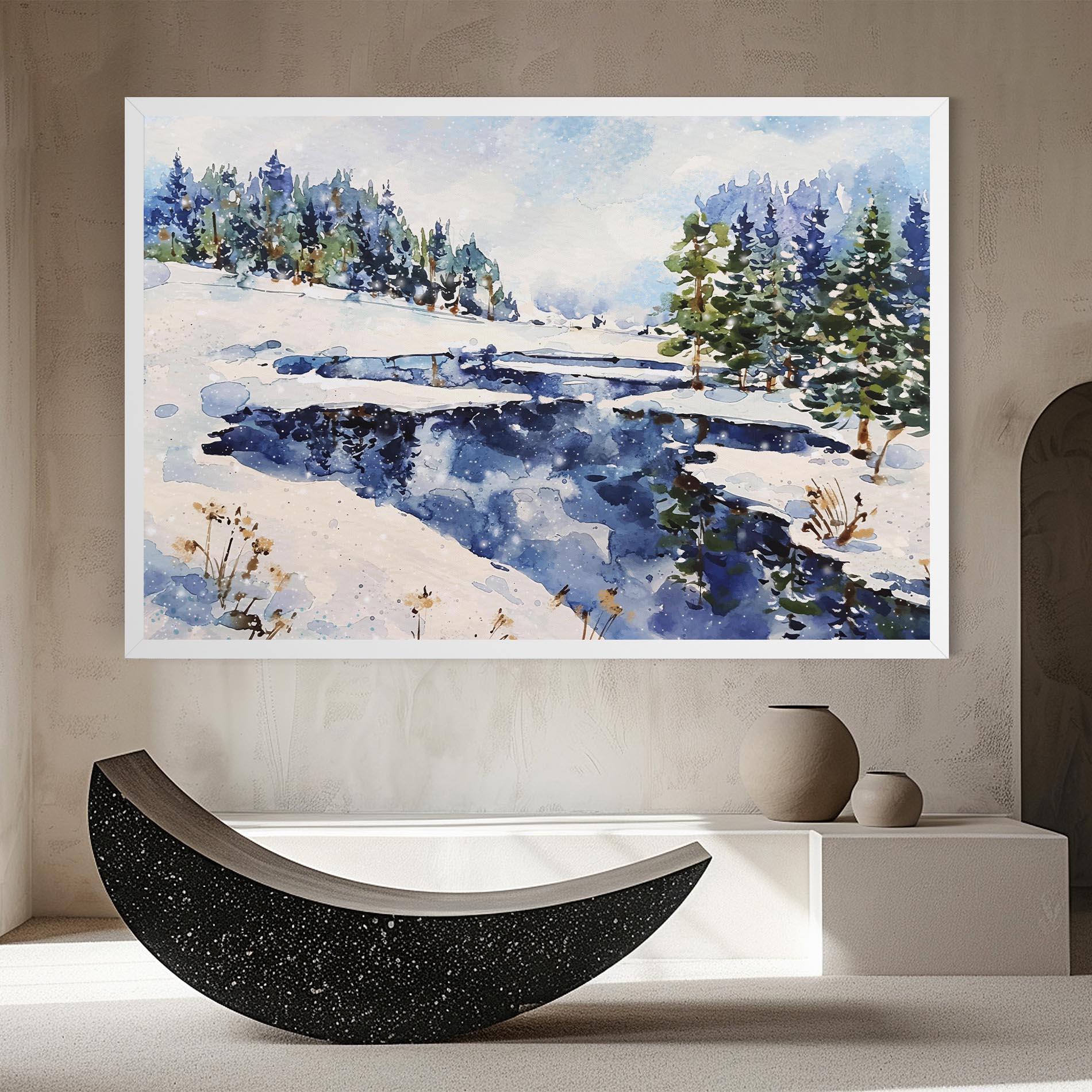 Leinwandbild Winter Painting mockup 8