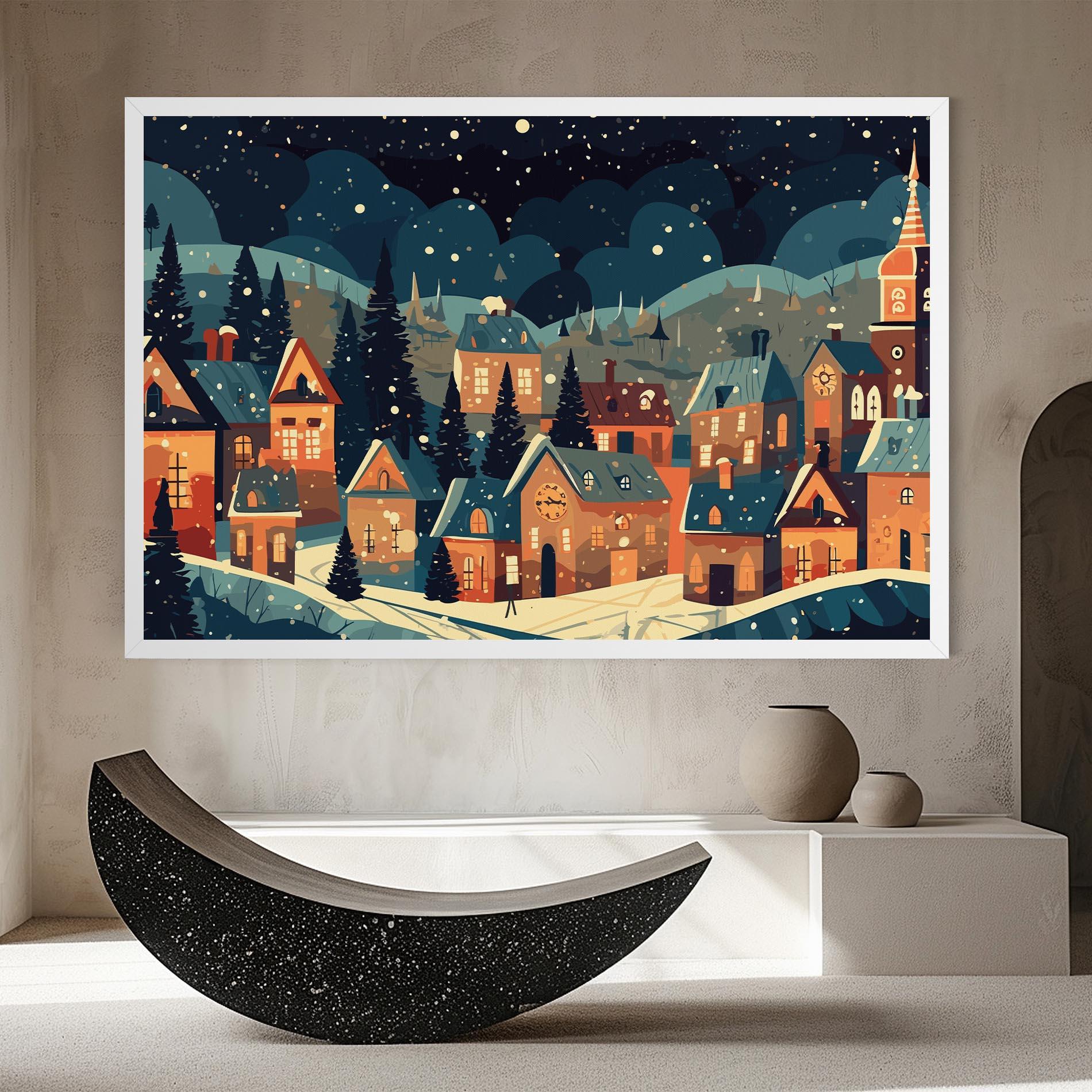 Leinwandbild Winter View Houses mockup 8